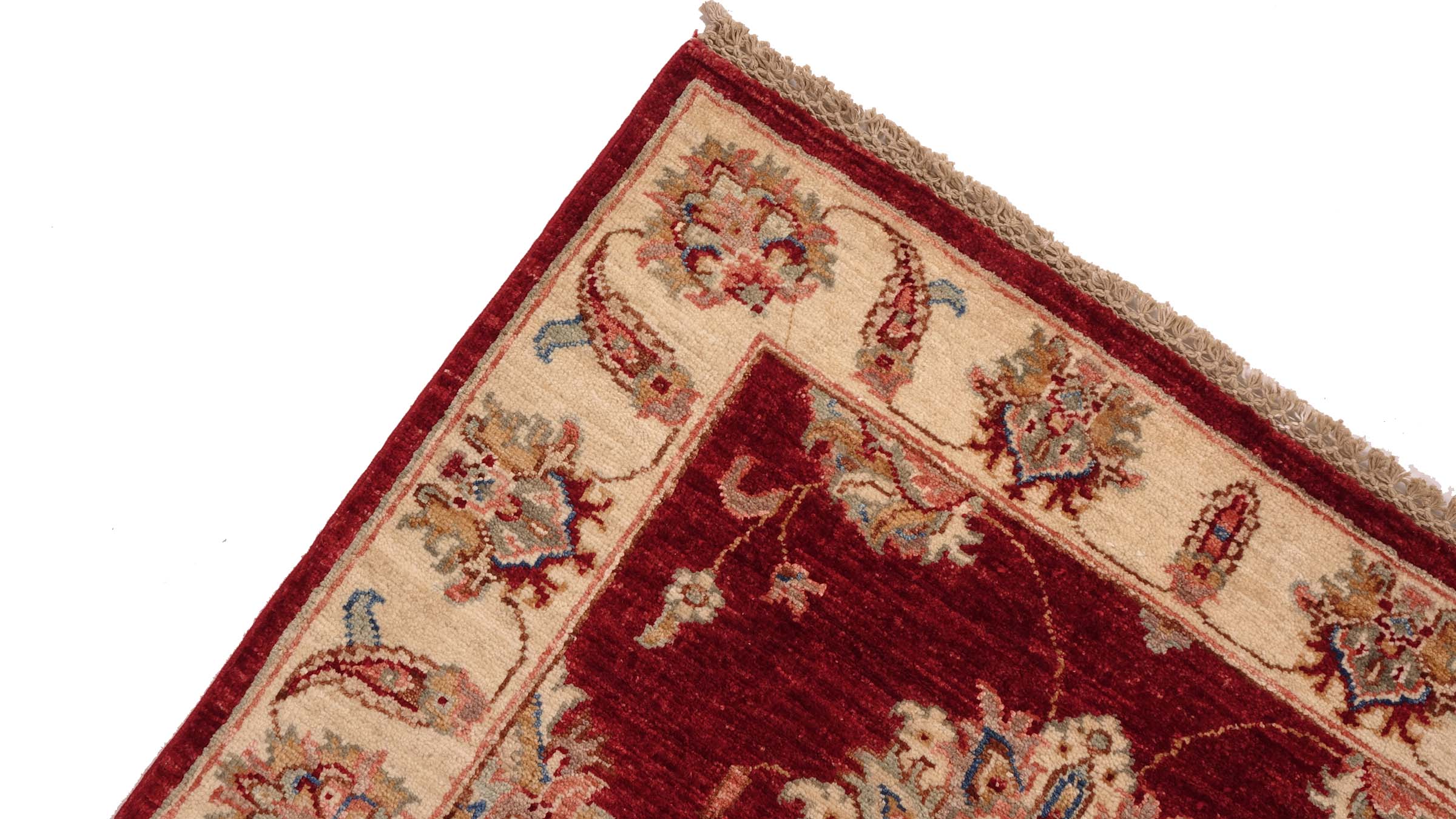 Chobi Ziegler Teppich 80x120 Handgeknüpft Rot Floral Orientalisch UNIKAT Kurzflor