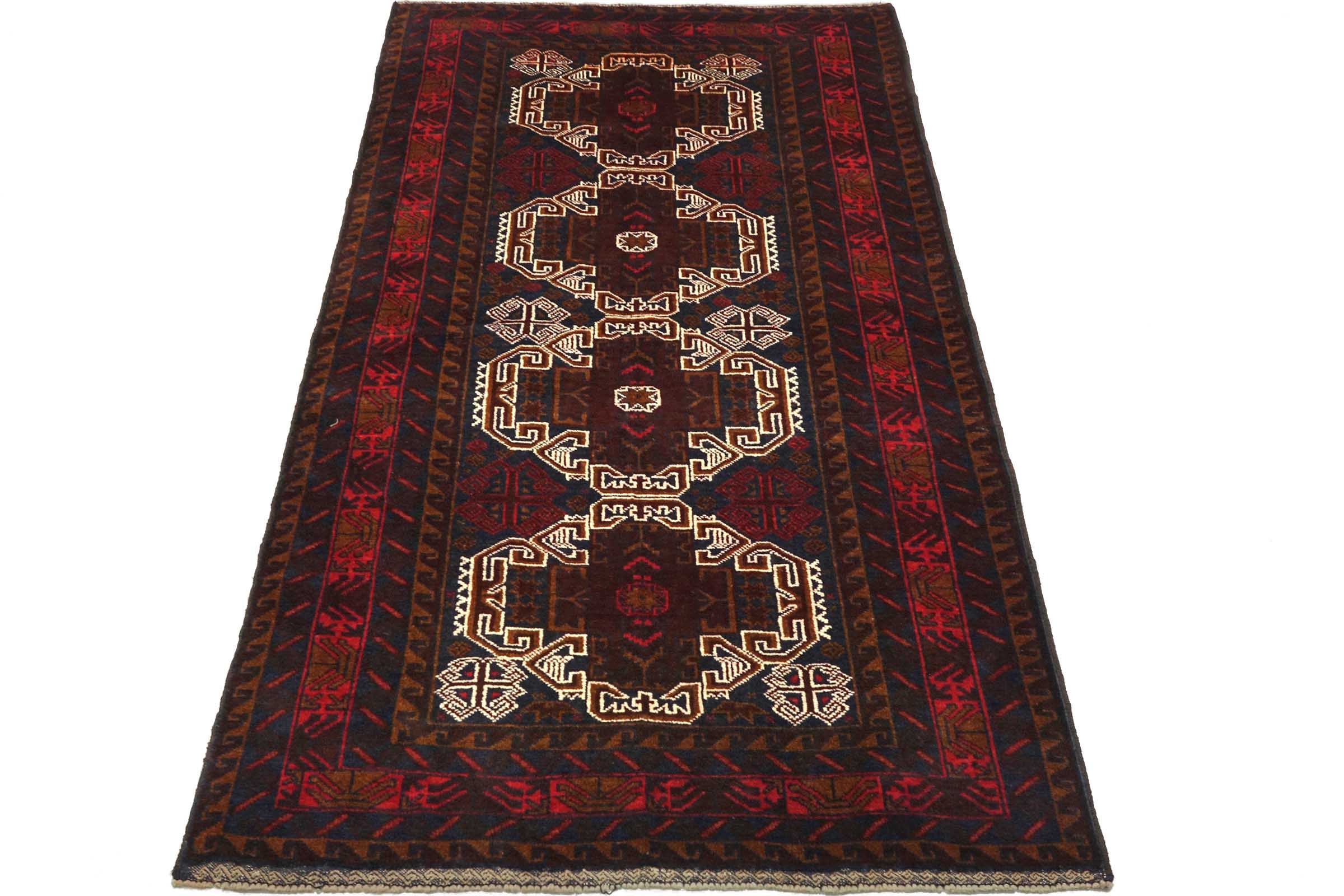 Afghan Belutsch Baluch 110x190 Handgeknüpft Orientteppich Dunkelblau