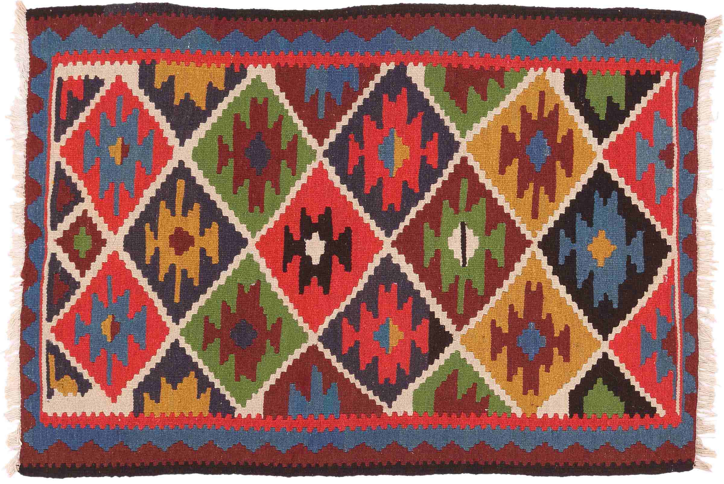 Perserteppich Kelim Ardebil 100x140 Handgewebt Braun Geometrisch Handarbeit Zimmer
