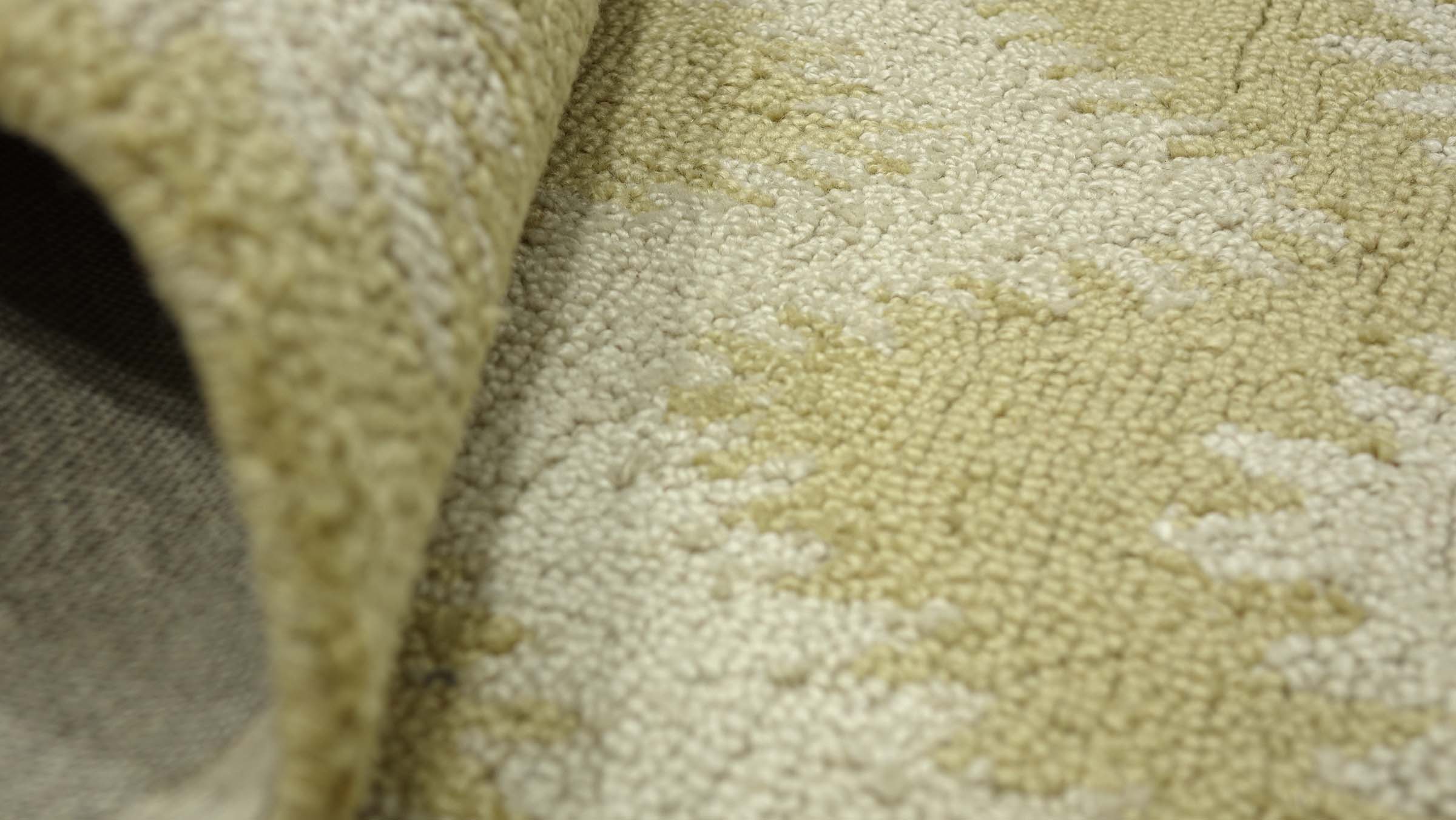Handgefertigter Teppich 120x180 Gold Durchgemustert Handarbeit Handtuft Modern
