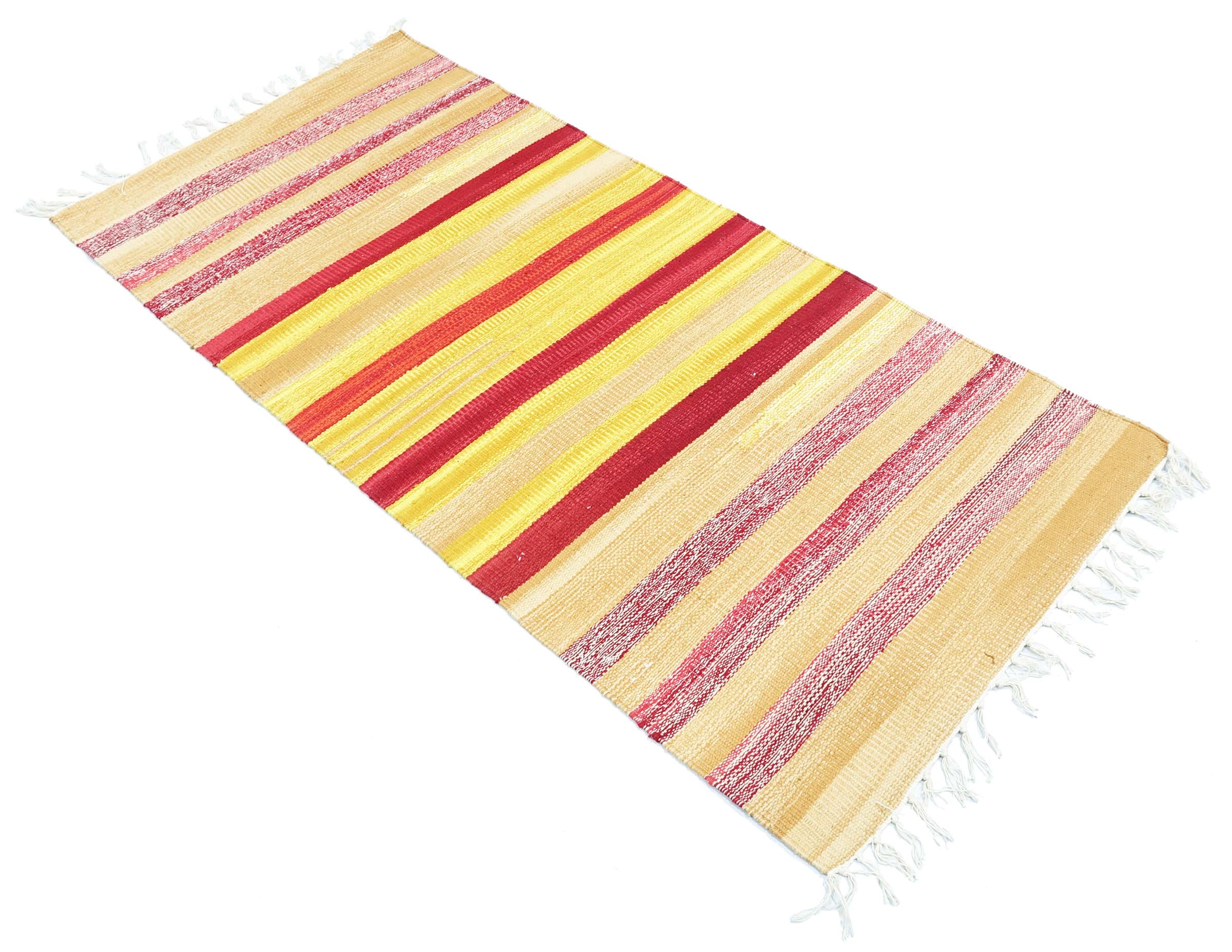 Knallbunter Kelim Teppich 60x120 Handgewebt Mehrfarbig Streifen Handarbeit Gewebt
