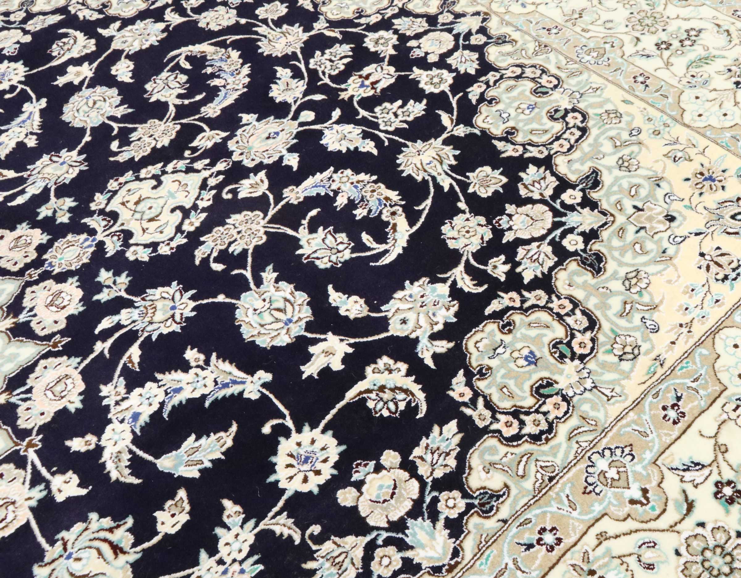 Perserteppich Nain 9LA 250x350 Handgeknüpft Dunkelblau Medaillon Orientalisch UNIKAT