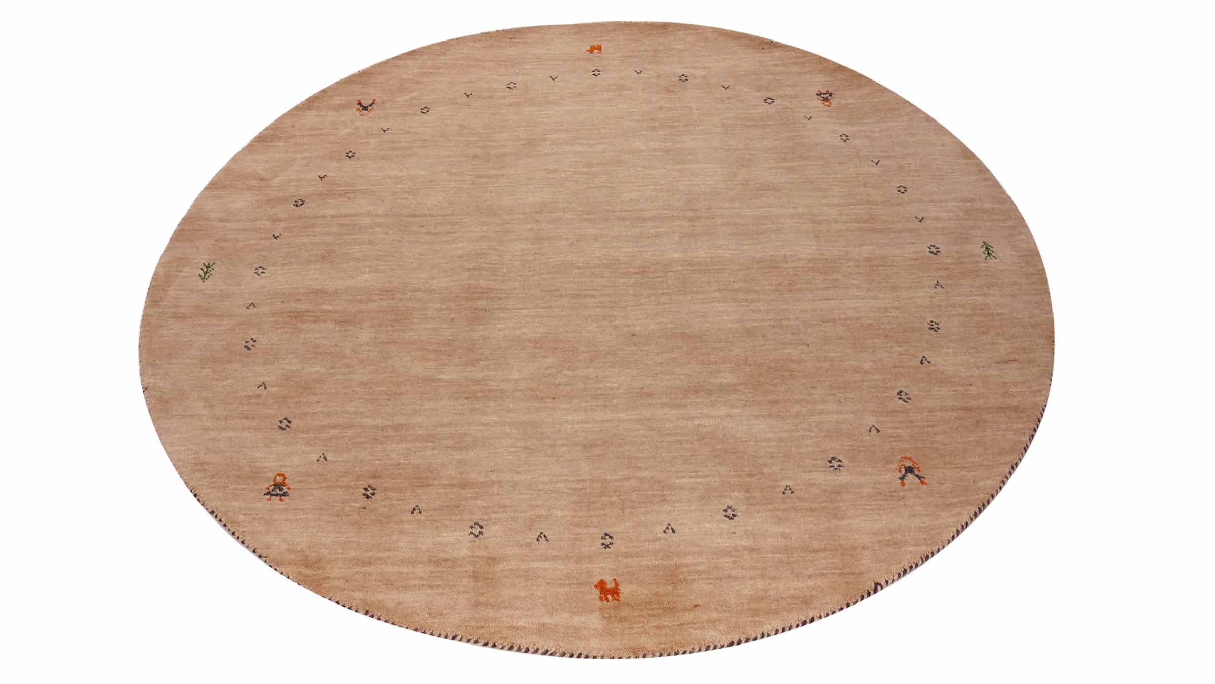 Wool carpet Gabbeh MUTI 200x200 Handwoven Round Beige Plain Handmade