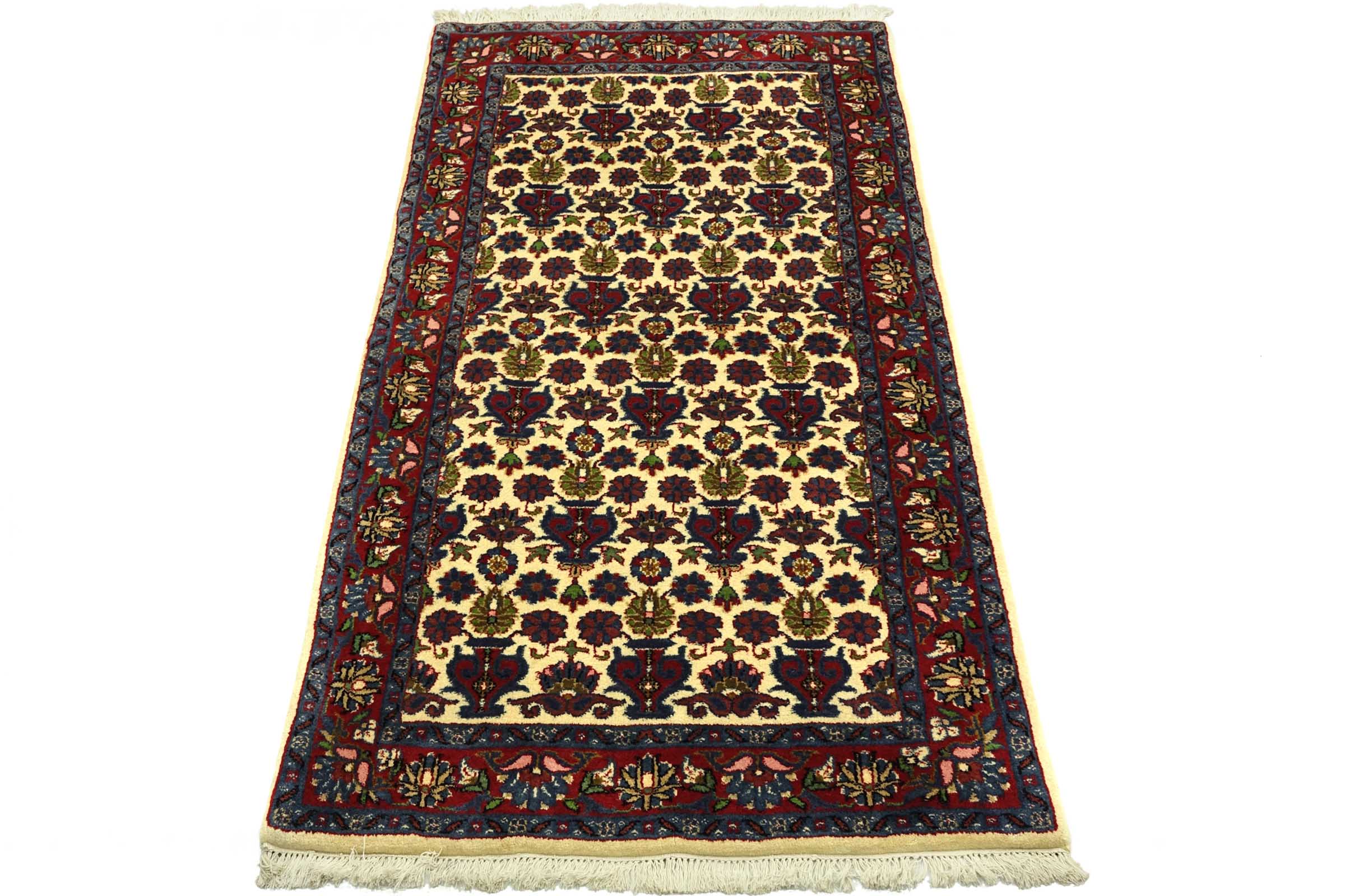 Keshan Teppich 90x160 Handgeknüpft Beige Durchgemustert Wolle Kurzflor Rug