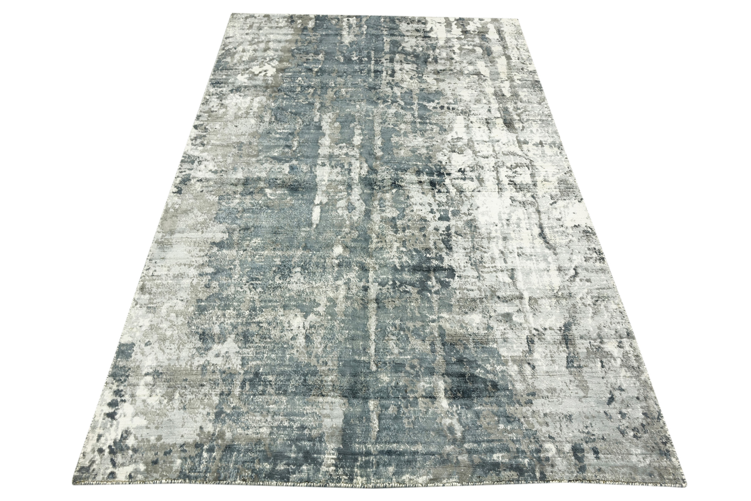 Handloom Vintage 230x160 Handgewebt Teppich 160x230 Blau Abstrakt Handarbeit Orient