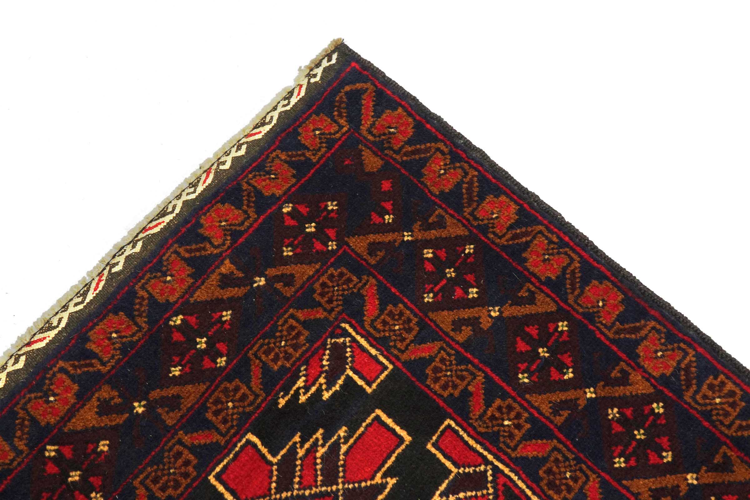 Afghan Belutsch Baluch 100x190 Handgeknüpft Orientteppich Schwarz