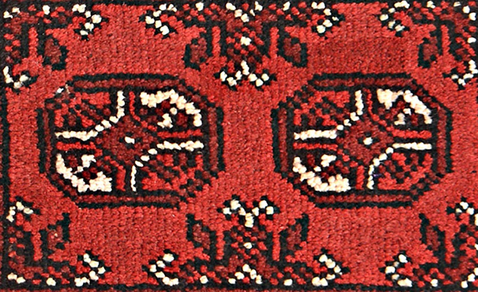 Afghan Aqcha Poshti Teppich 40x60 Handgeknüpft Rot Geometrisch Orient Kurzflor