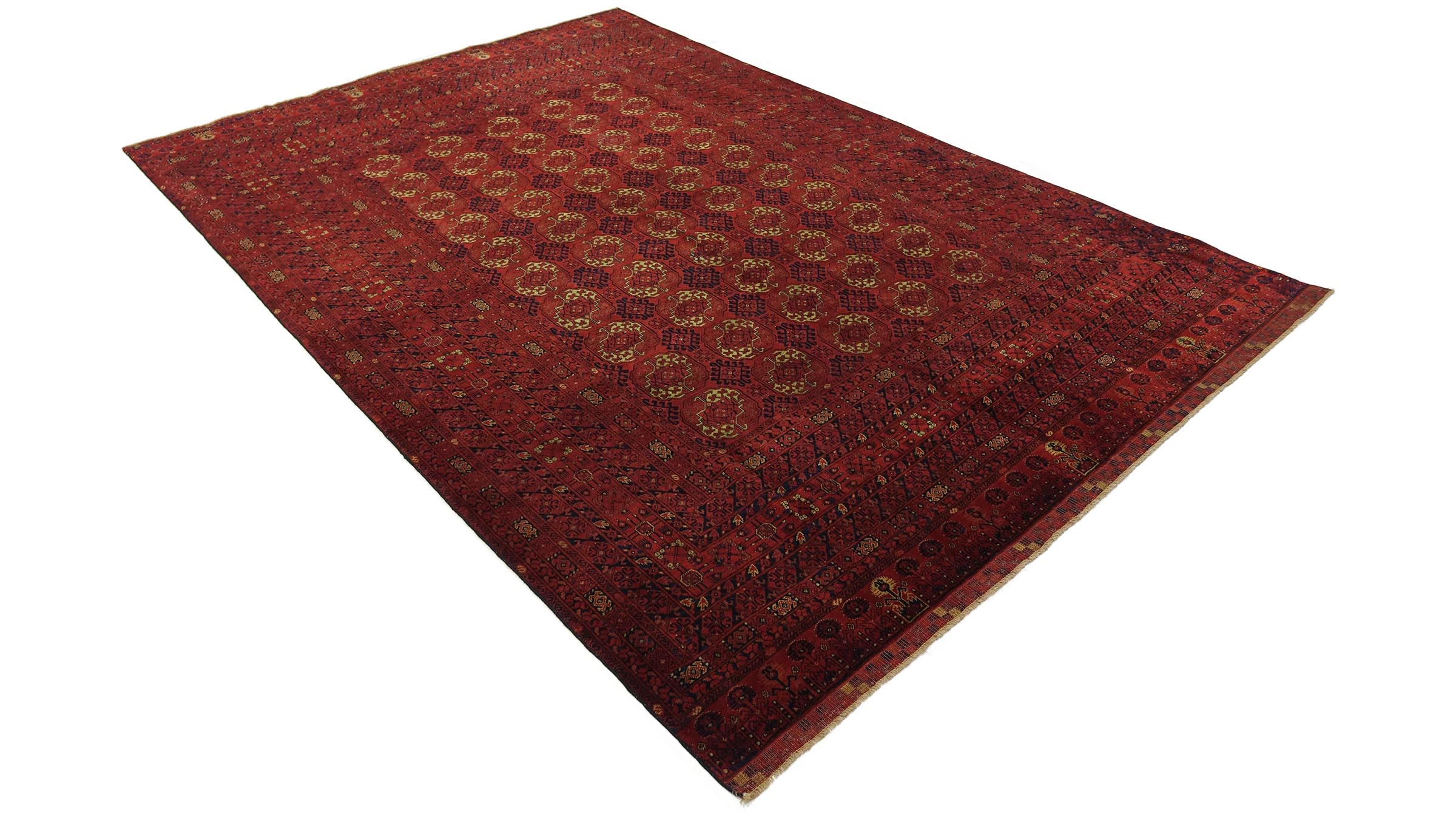 Afghan Teppich 200x300 Handgeknüpft Braun Geometrisch Orient Kurzflor Wohnzimmer