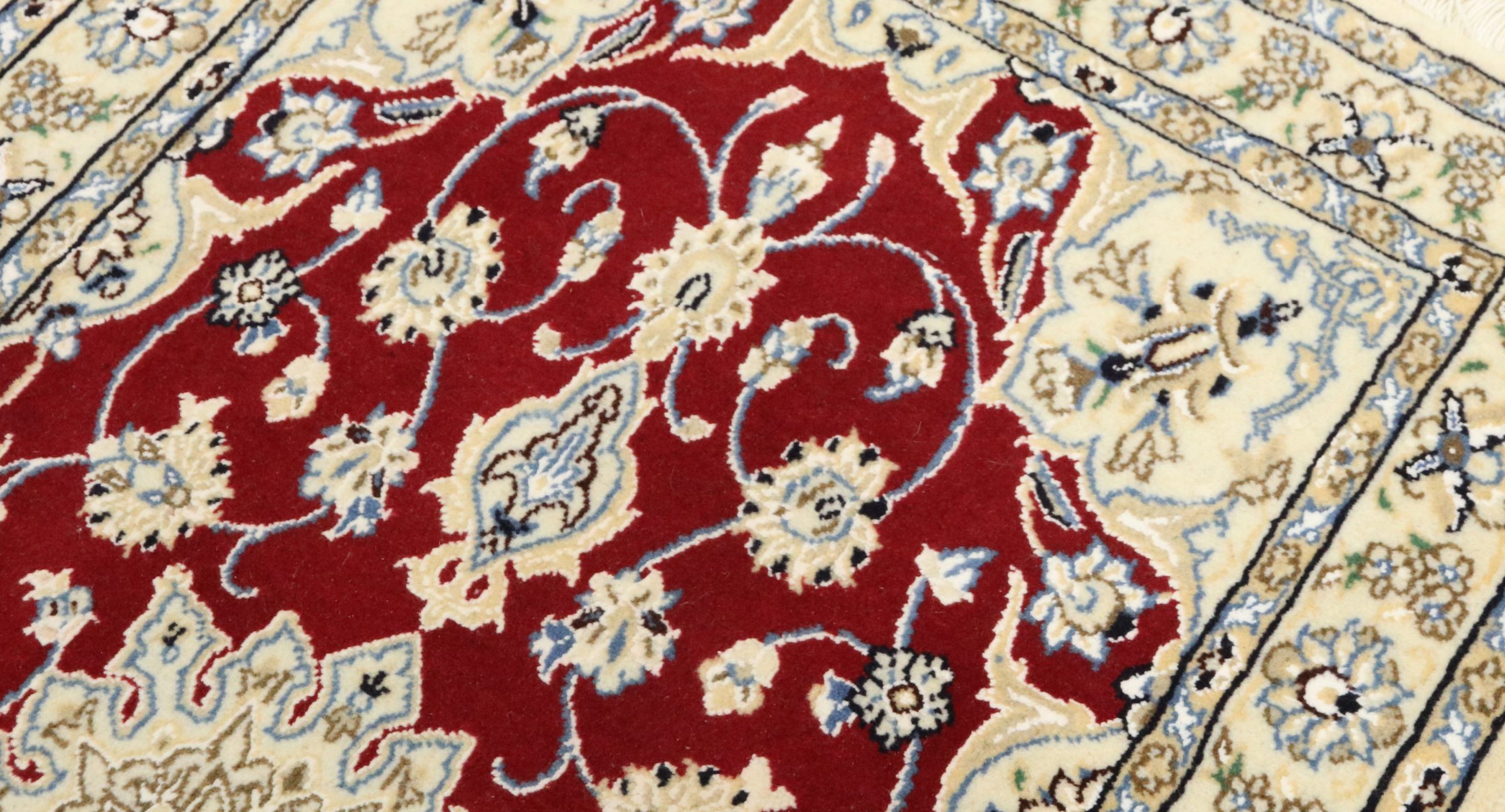 Perserteppich Nain 9LA 60x90 Handgeknüpft Weiß Floral Orientalisch UNIKAT Kurzflor