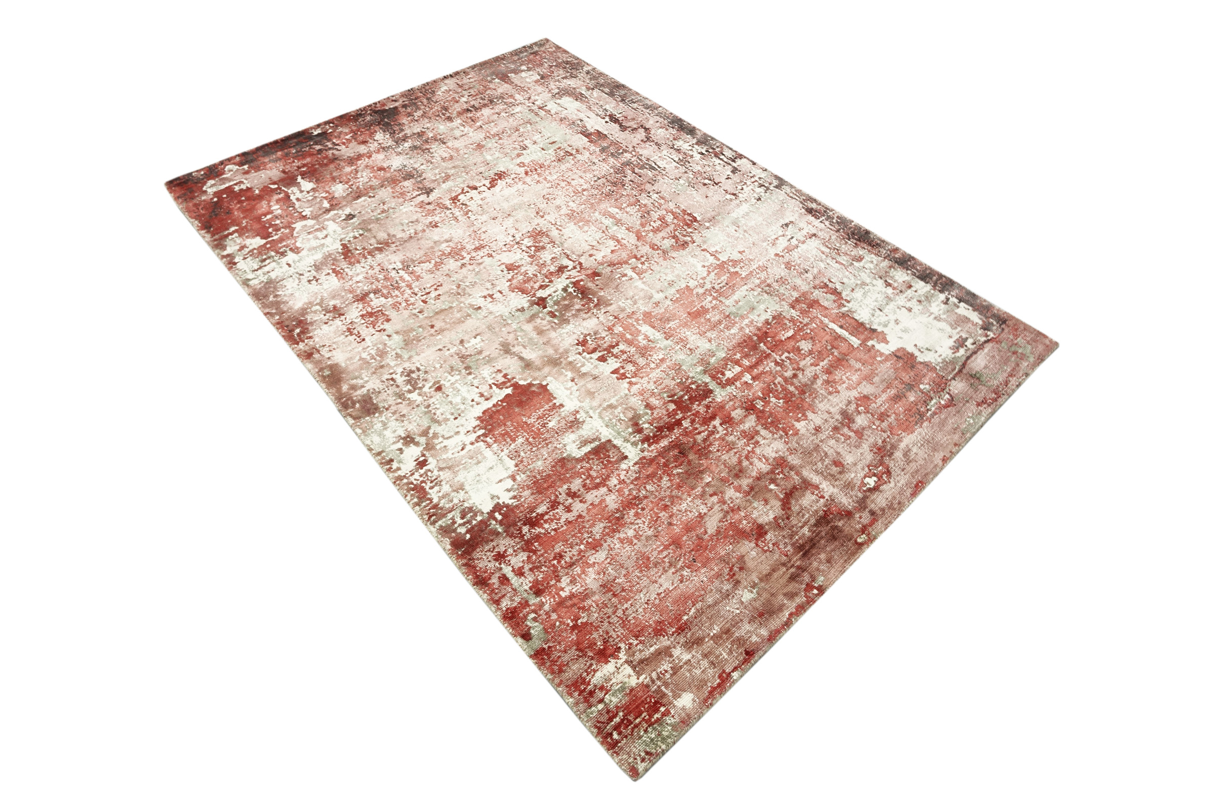 Handloom Vintage 230x160 Handgewebt Teppich 160x230 Rot Abstrakt Handarbeit Orient