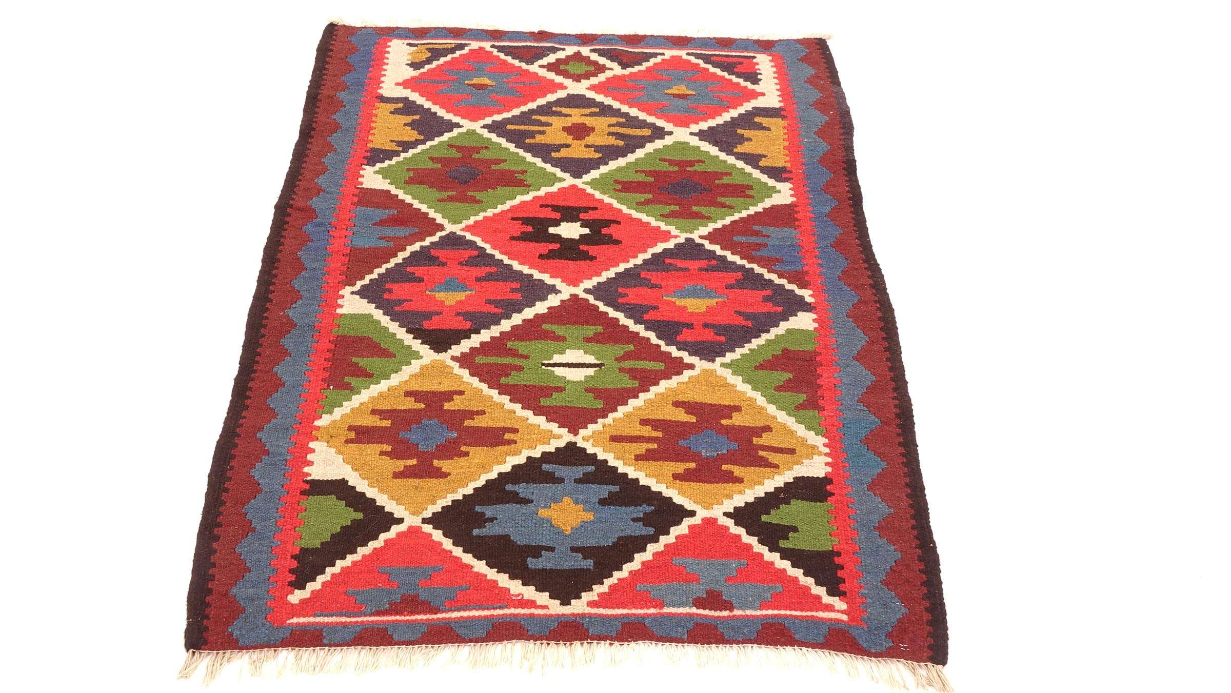 Perserteppich Kelim Ardebil 100x140 Handgewebt Braun Geometrisch Handarbeit Zimmer