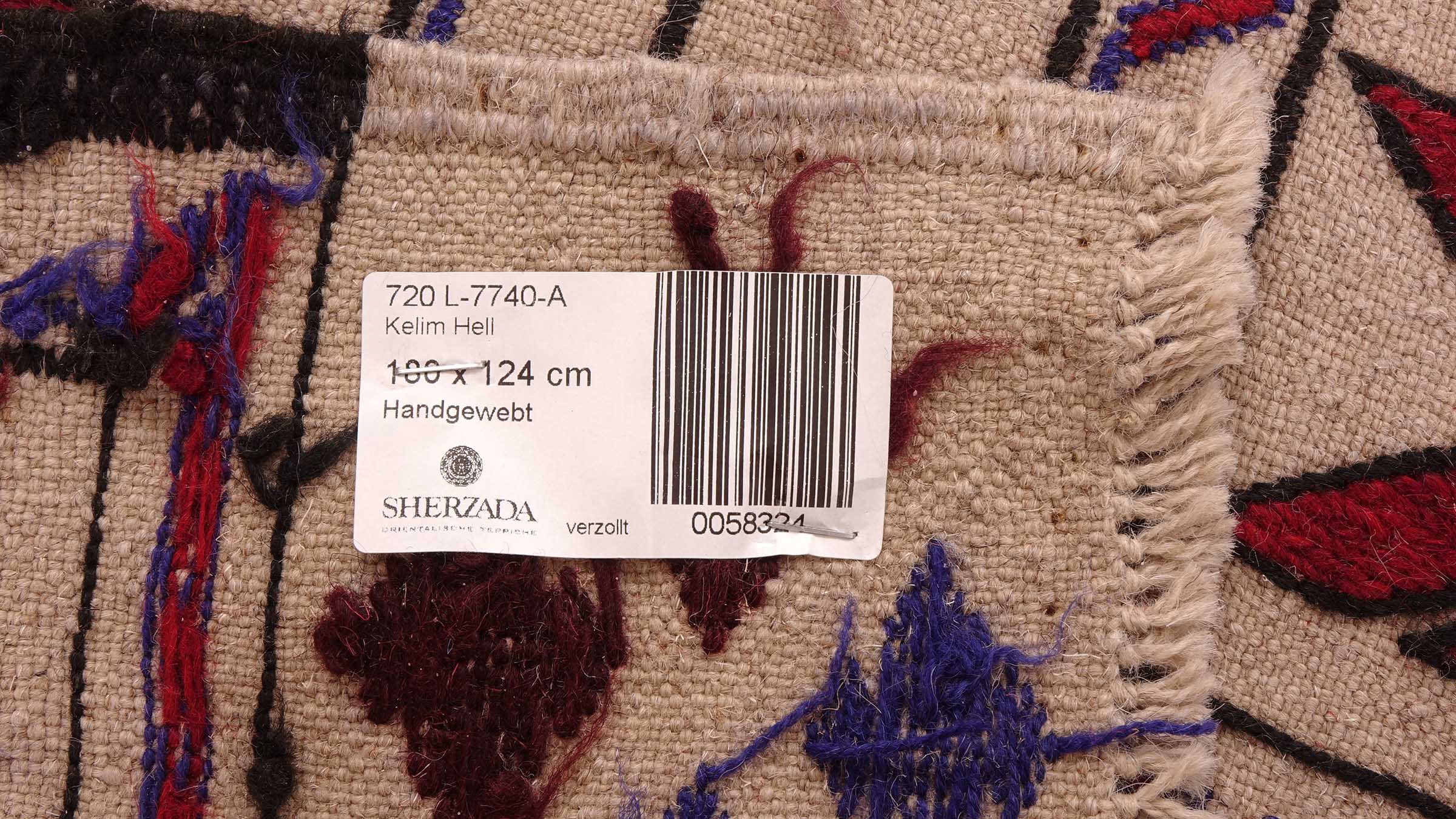 Afghan Kelim Gol Barjasta Teppich 120x180 Handgewebt Beige Geometrisch Handarbeit