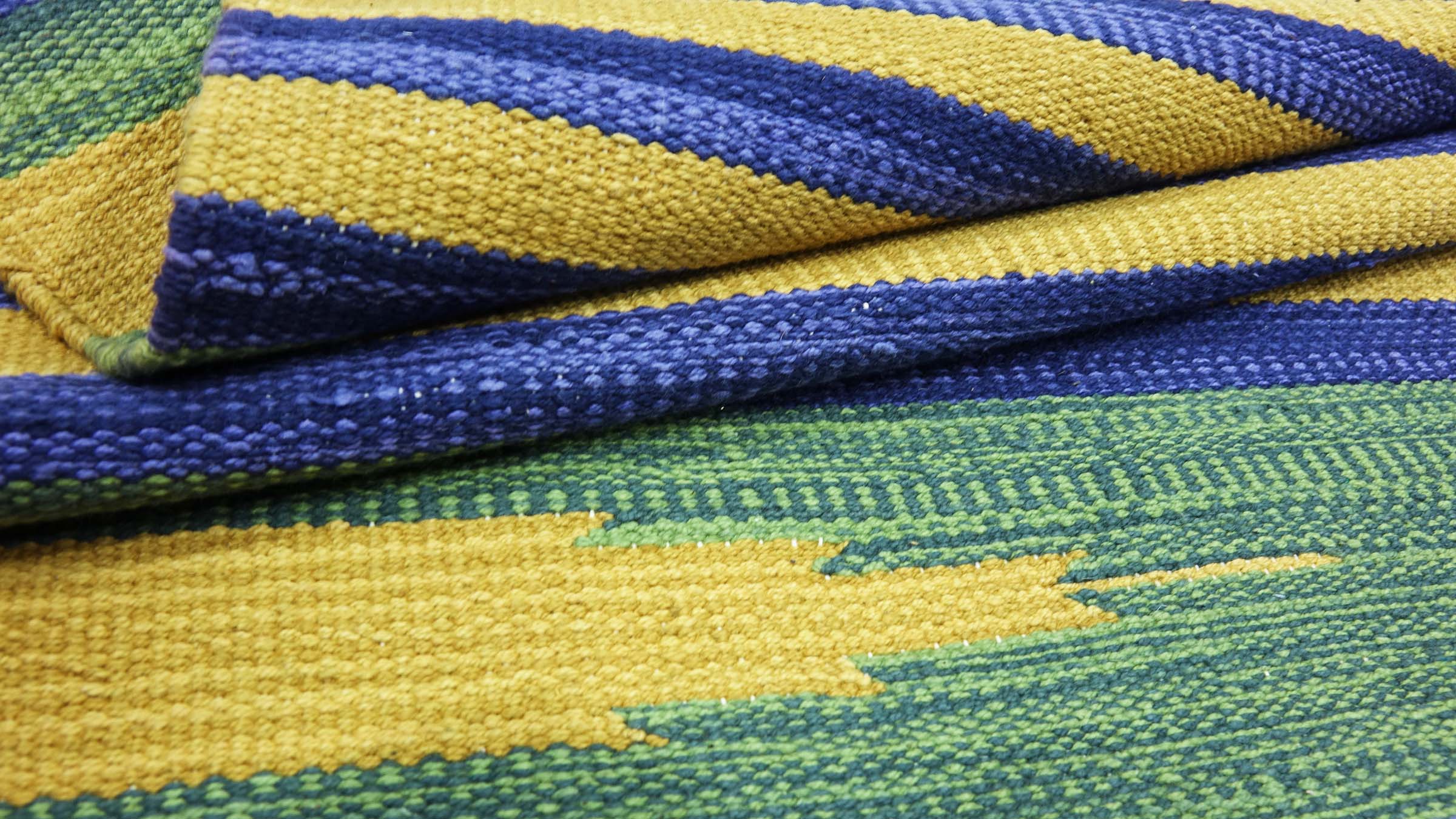 Knallbunter Kelim Teppich 60x120 Handgewebt Mehrfarbig Streifen Handarbeit Gewebt