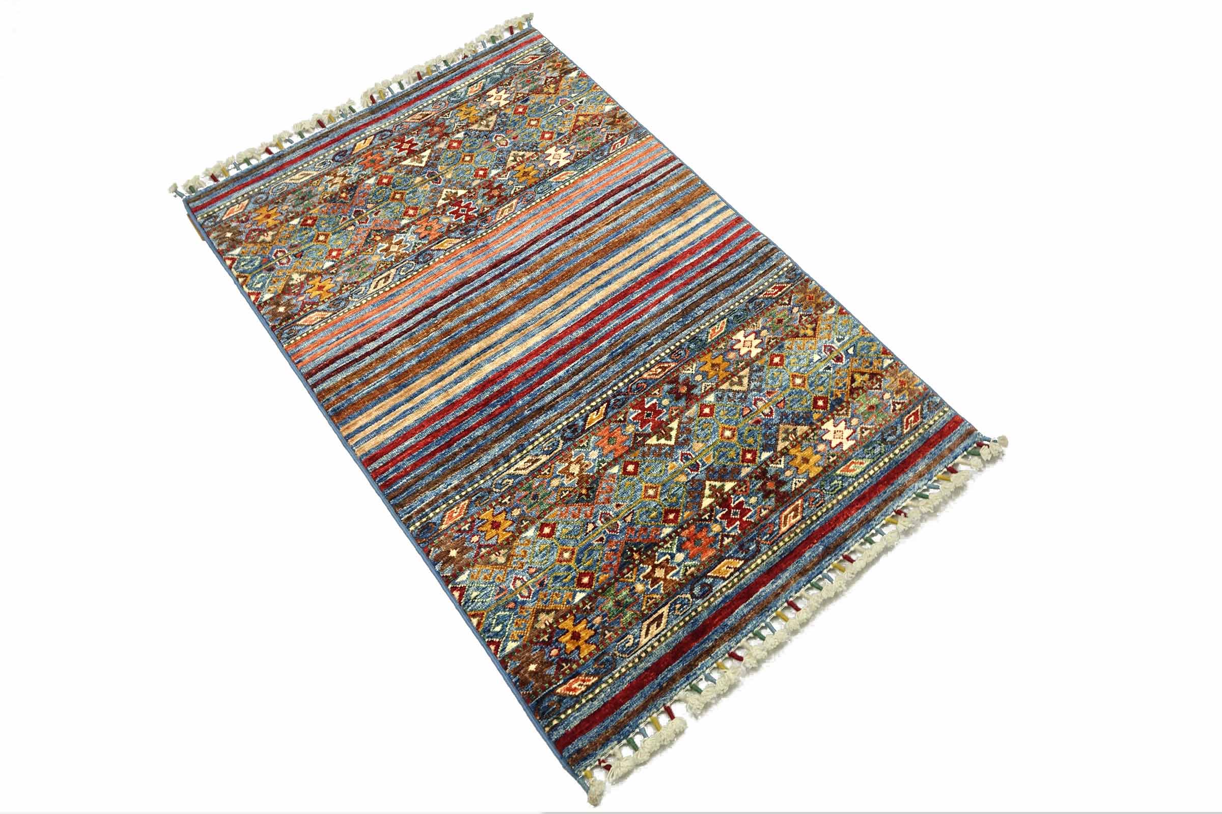Afghan Khorjin Shaal 80x120 Handgeknüpft Orientteppich Blau Wolle Kurzflor Rug