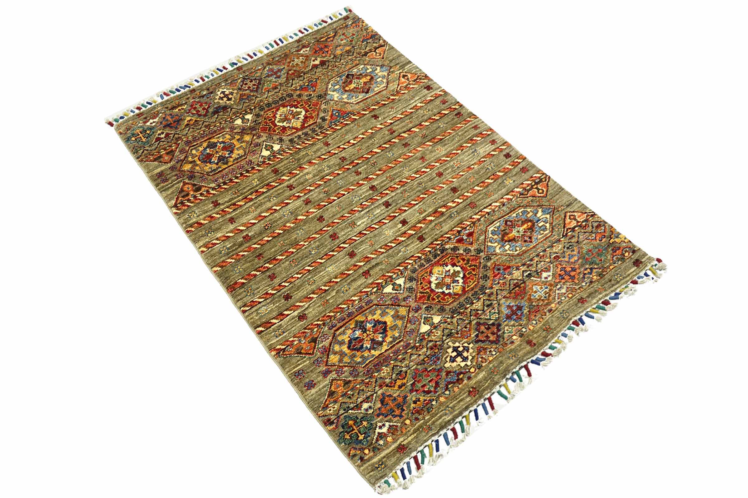 Afghan Khorjin Shaal 80x120 Handgeknüpft Orientteppich Beige Wolle Kurzflor Rug