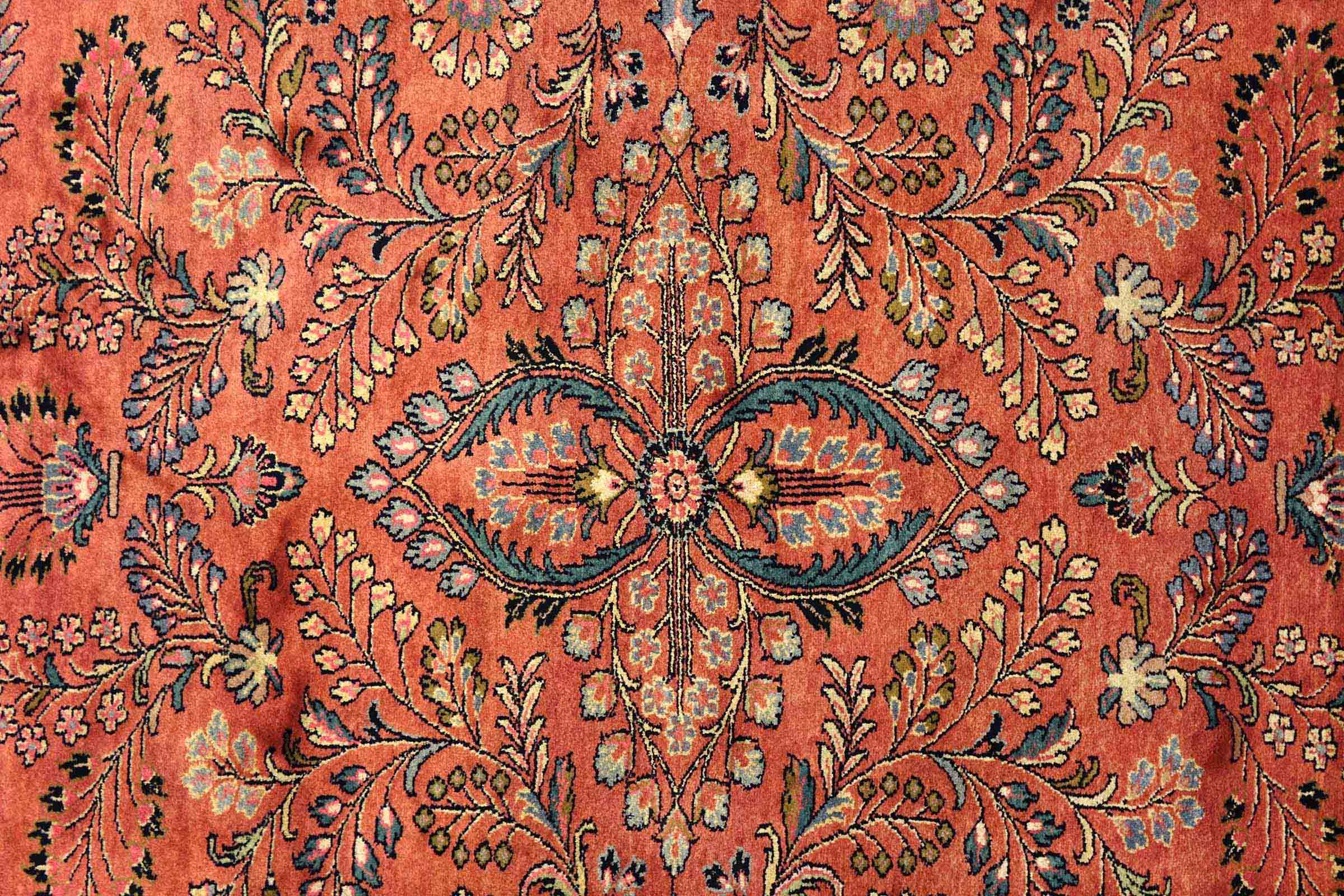 Sarough Teppich 200x300 Handgeknüpft Rosa Floral Wolle Kurzflor Rug