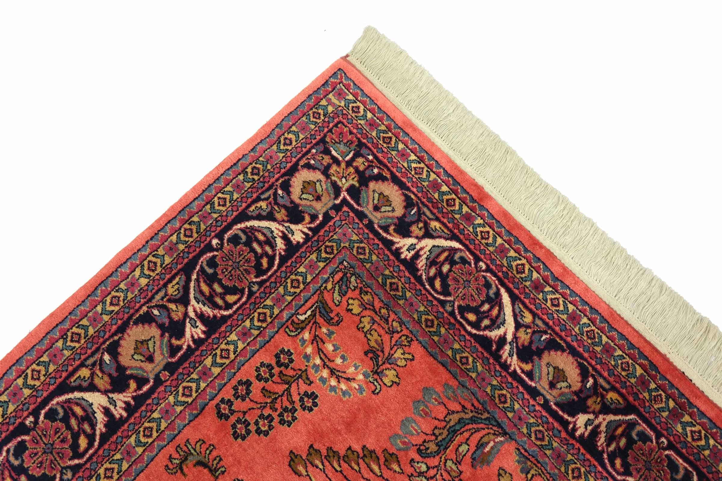 Sarough Teppich 170x250 Handgeknüpft Rosa Floral Wolle Kurzflor Rug
