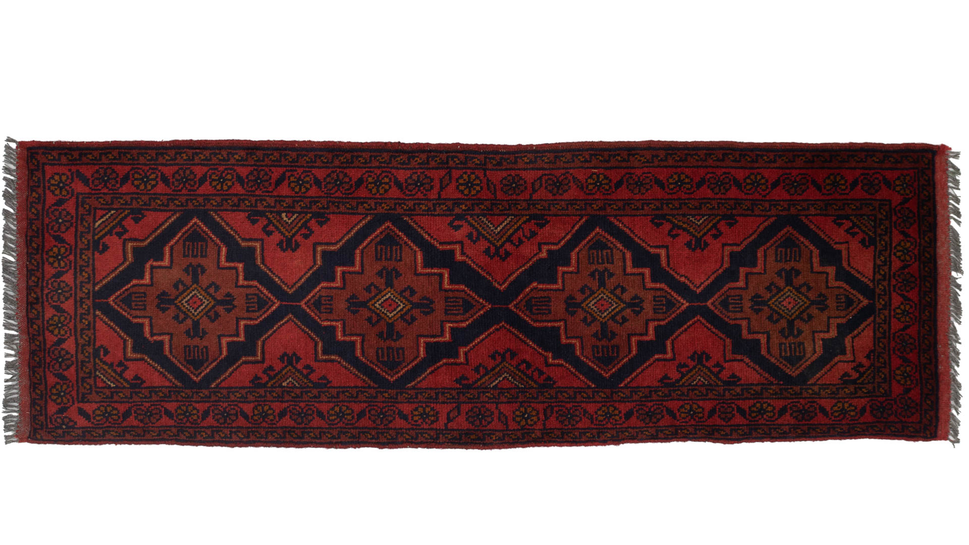Afghan Khal Mohammadi 50x150 Handgeknüpft Teppich Läufer Braun Geometrisch
