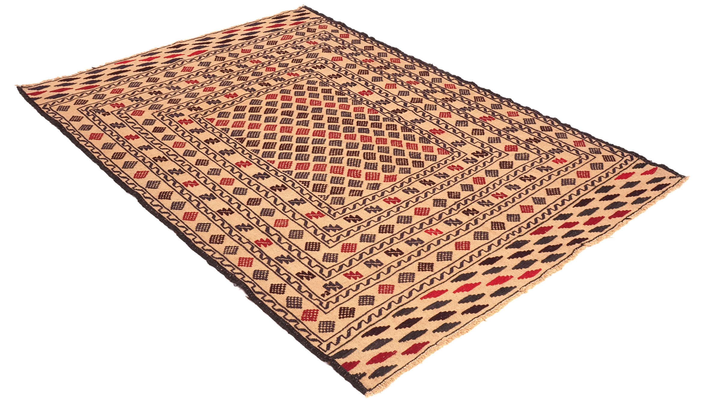 Afghan Kelim Gol Barjasta Teppich 120x180 Handgewebt Gold Geometrisch Handarbeit Gewebt