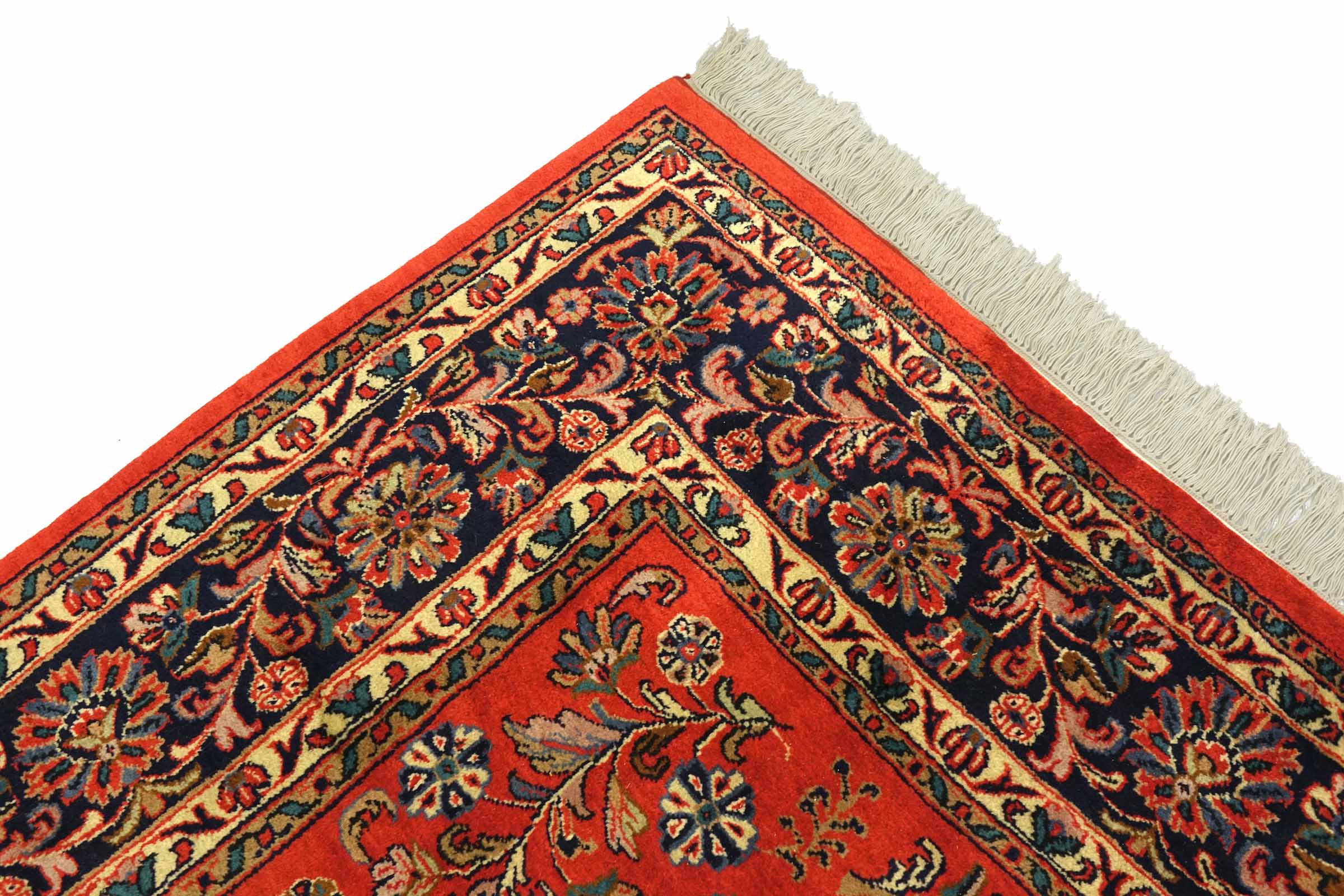 Sarough Teppich 200x300 Handgeknüpft Orange Floral Wolle Kurzflor Rug
