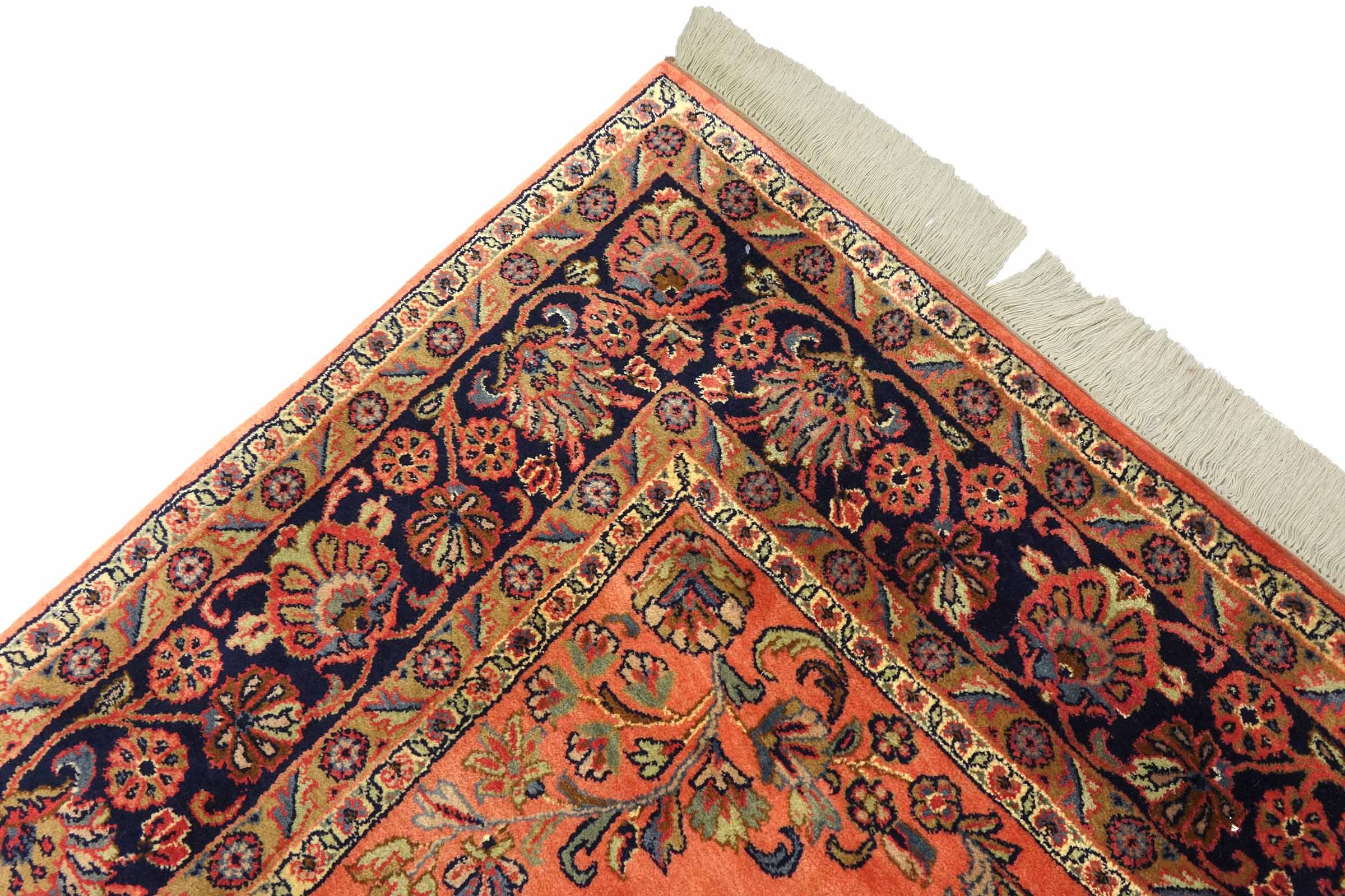 Sarough Teppich 180x290 Handgeknüpft Rosa Floral Wolle Kurzflor Rug