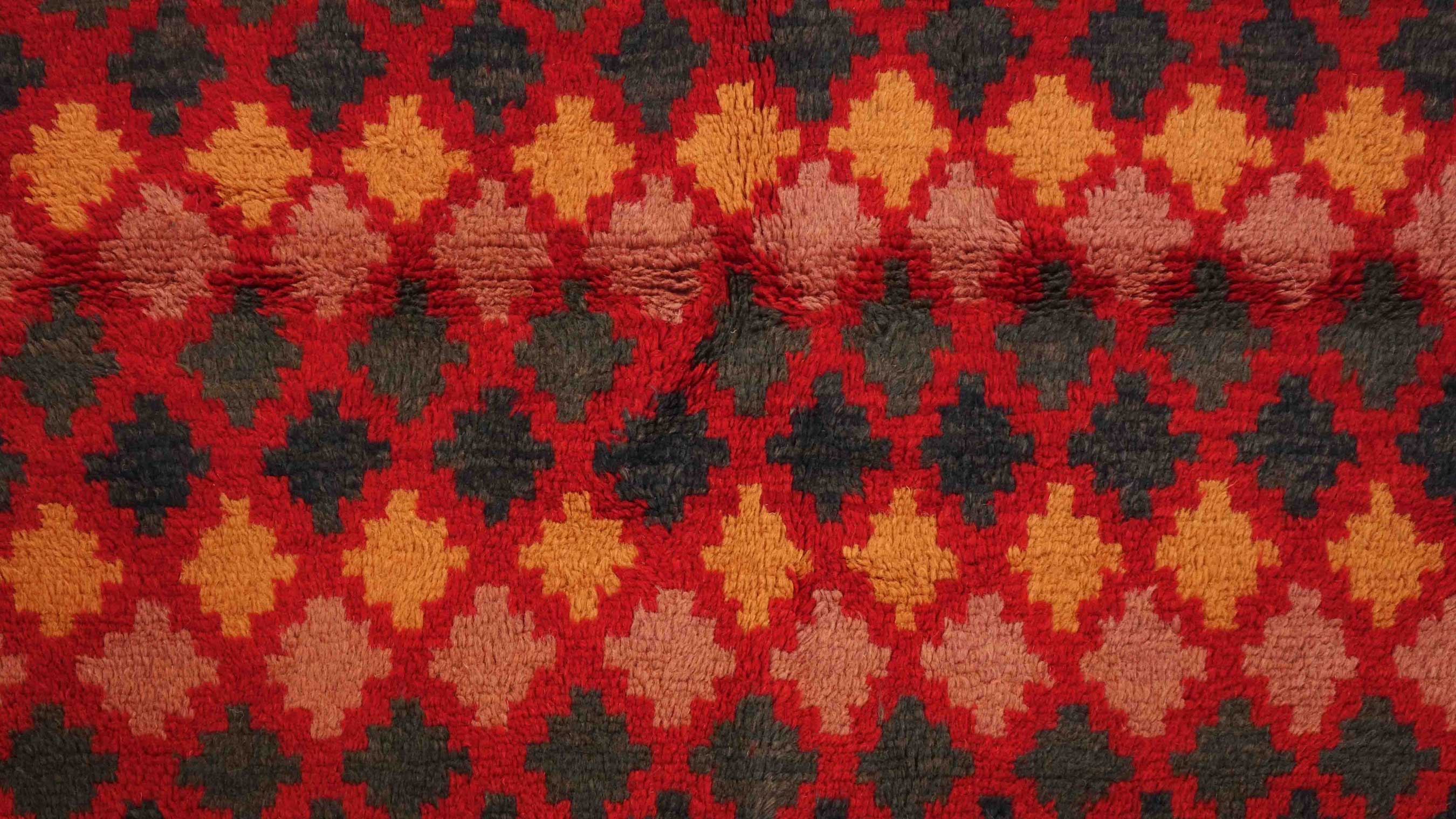 Gabbeh Teppich 110x200 Handgeknüpft Rot Streifen Orientalisch UNIKAT Kurzflor