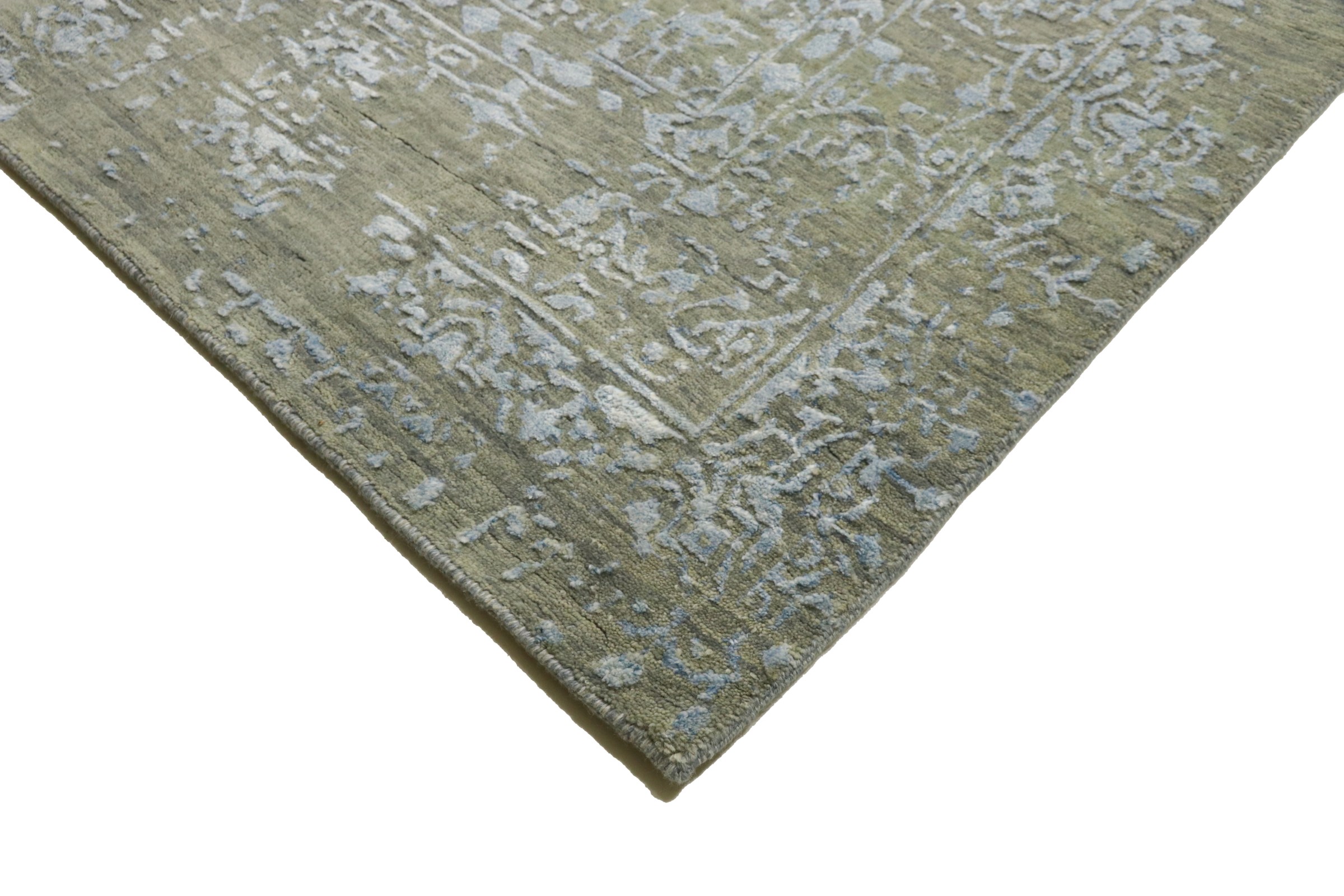 Moderner handgeknüpfter Teppich 250x300 Grau Floral Orientalisch UNIKAT Kurzflor