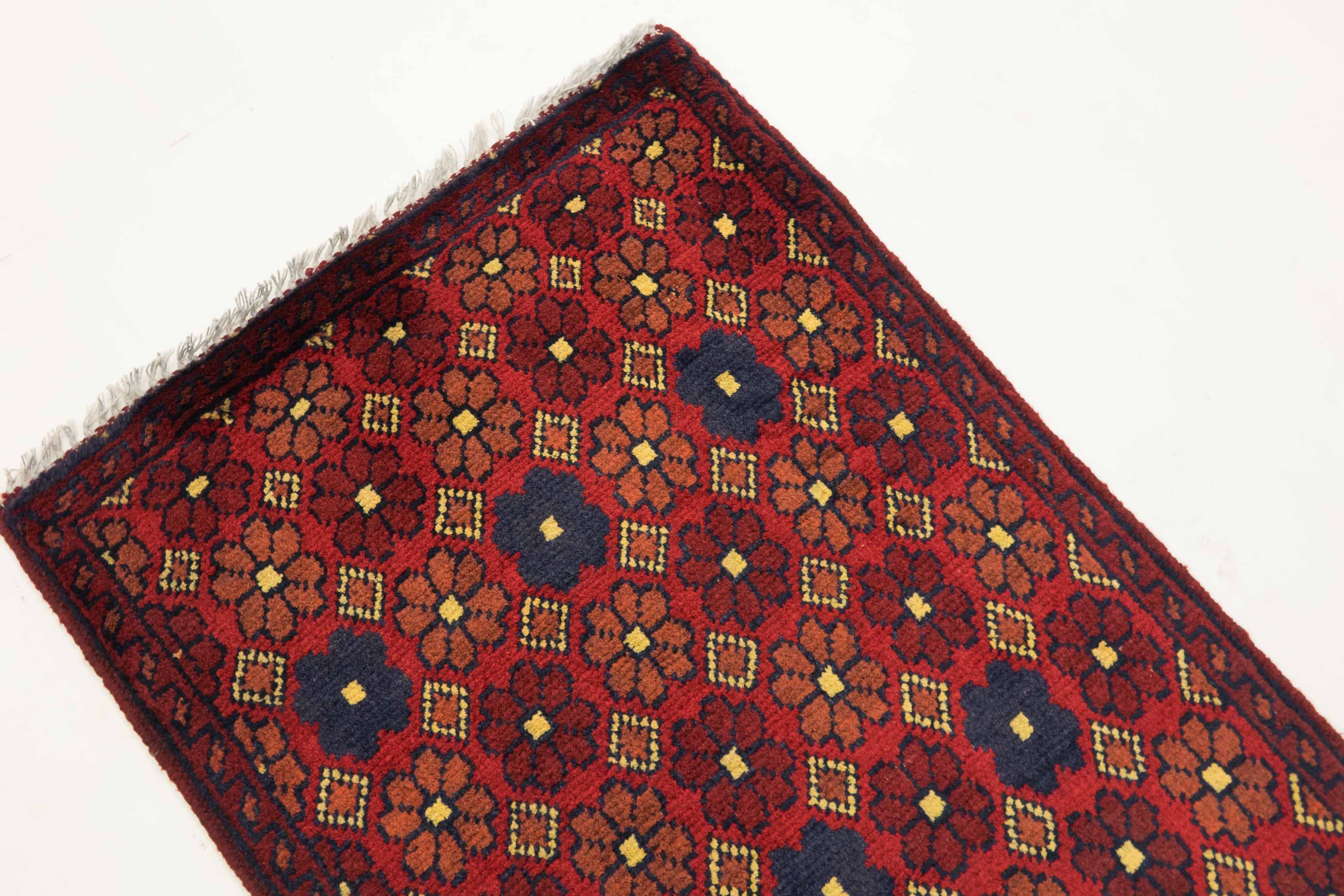 Afghan Khal Mohammadi 50x100 Handgeknüpft Teppich Braun Geometrisch Muster