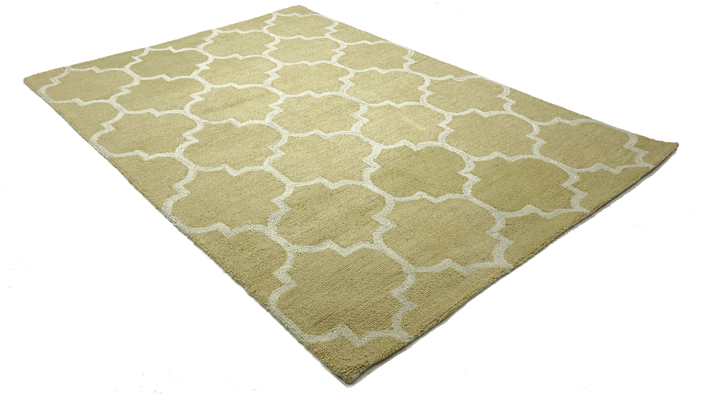 Handgefertigter moderner Wollteppich 160x230 Beige Ornamente Handarbeit Handtuft