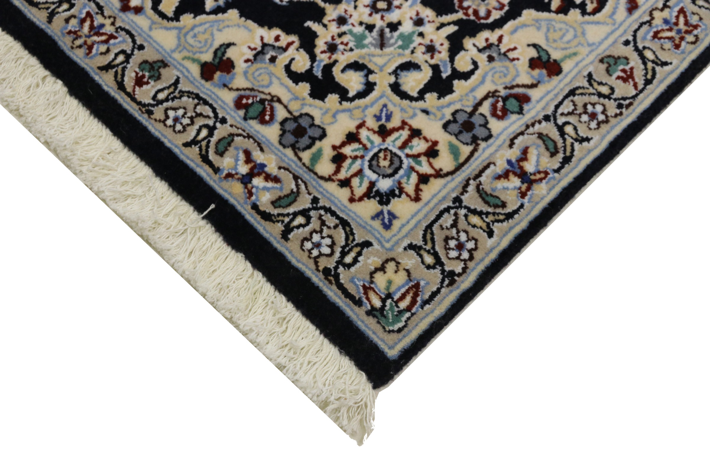 Perserteppich Nain 9LA 60x90 Handgeknüpft Dunkelblau Floral Orientalisch UNIKAT