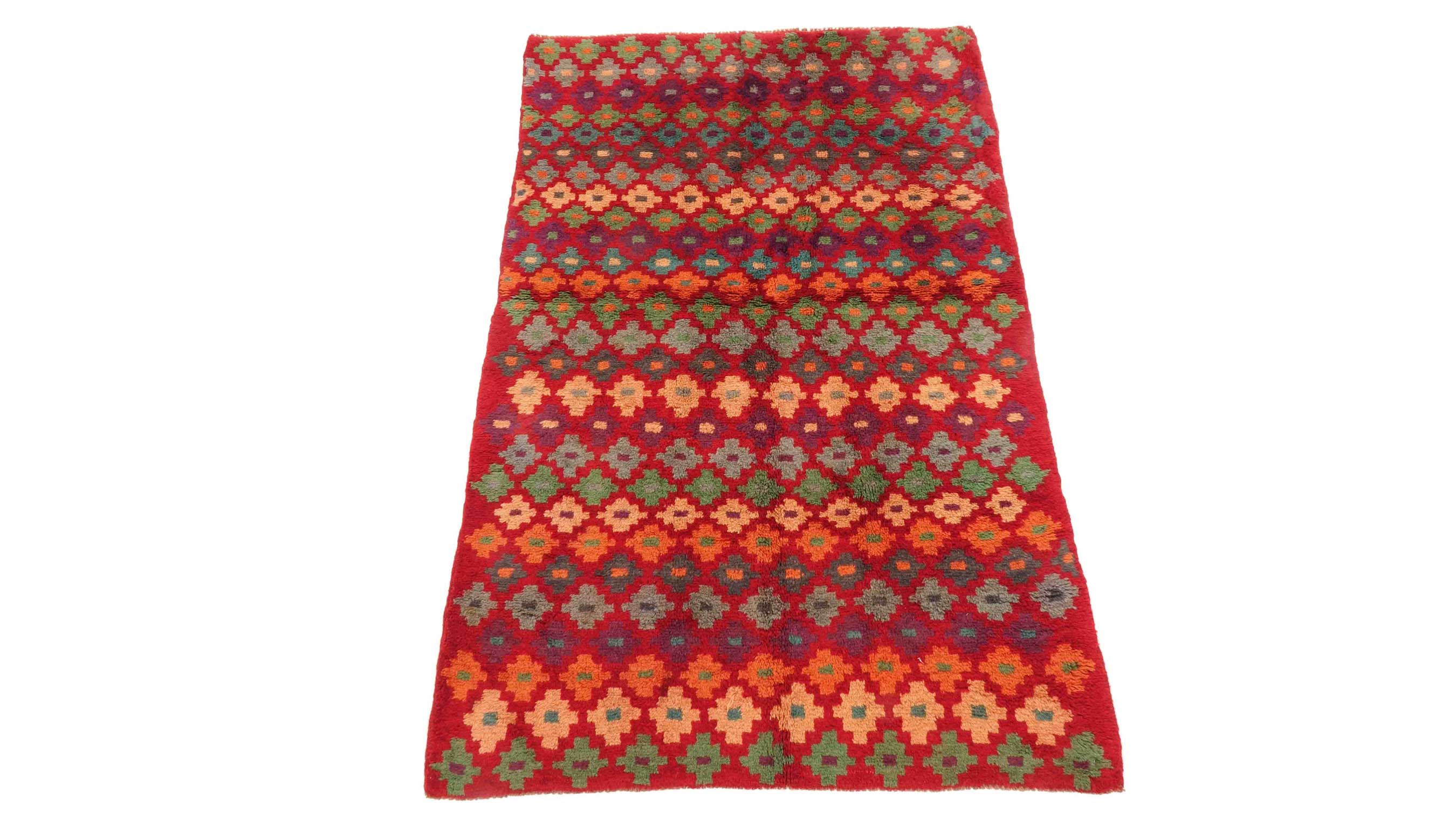 Gabbeh Teppich 110x170 Handgeknüpft Rot Streifen Orientalisch UNIKAT Kurzflor