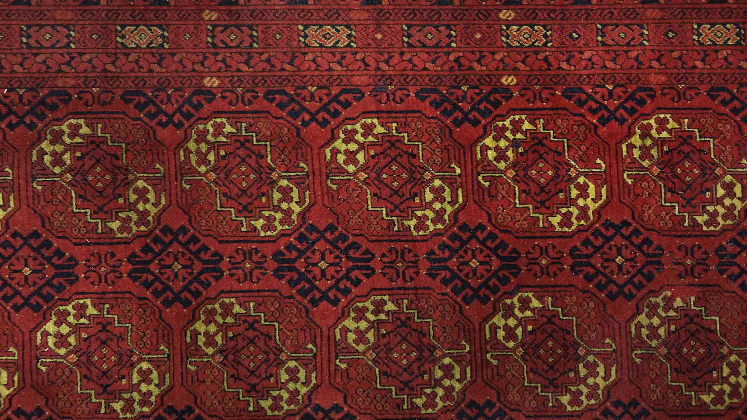 Afghan Teppich 200x300 Handgeknüpft Braun Geometrisch Orient Kurzflor Wohnzimmer