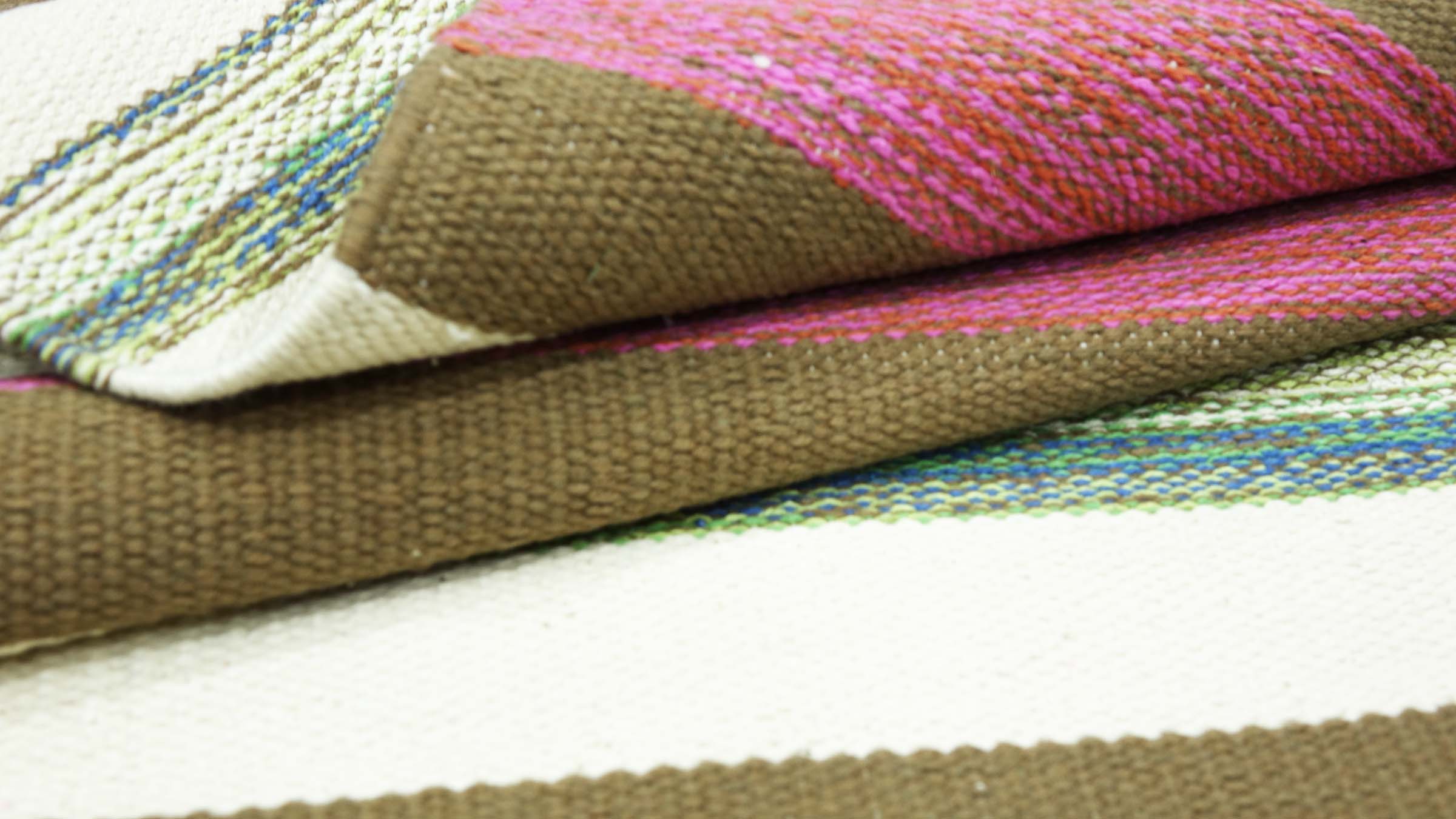 Knallbunter Kelim Teppich 60x120 Handgewebt Mehrfarbig Streifen Handarbeit Gewebt