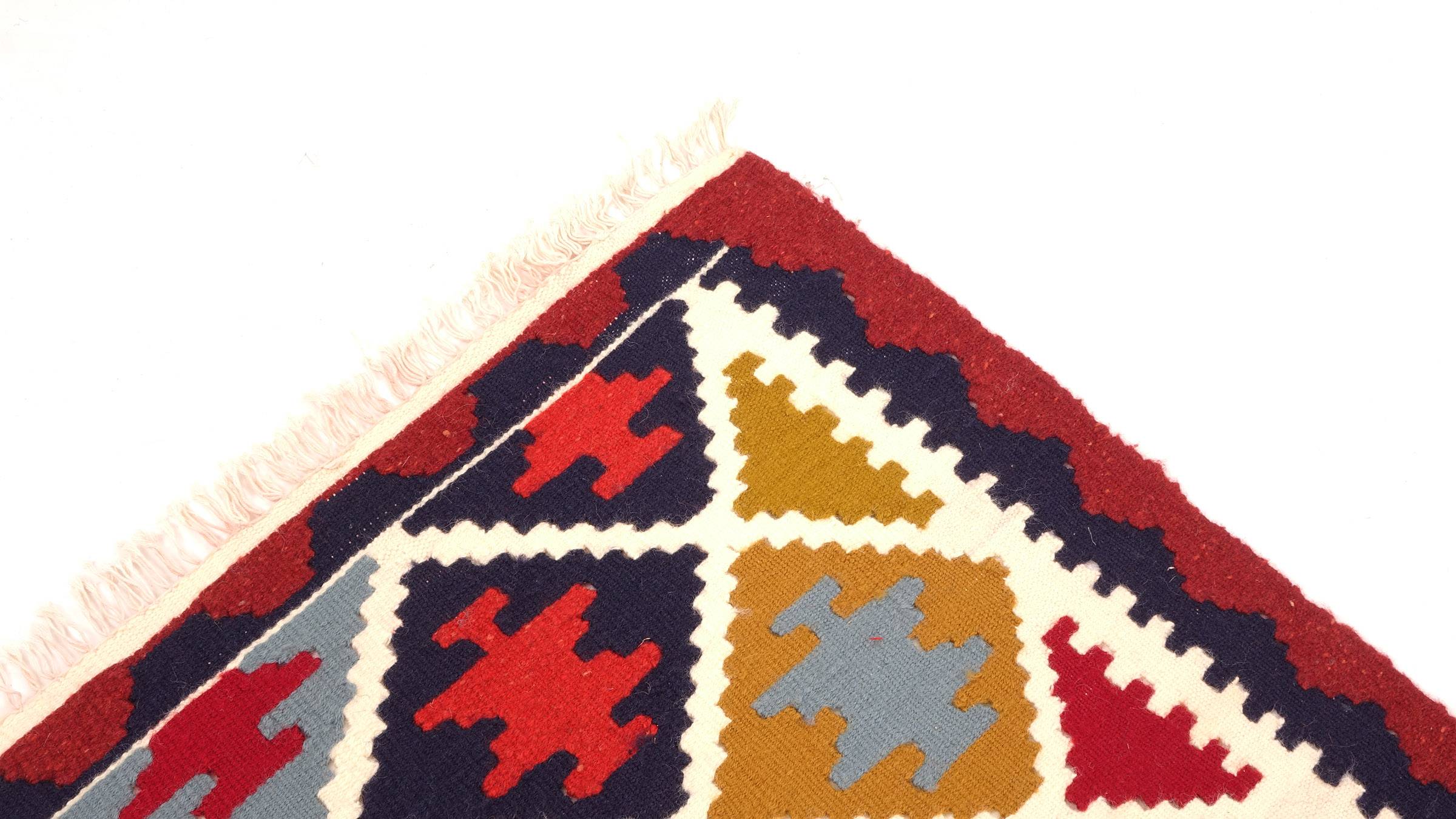 Perserteppich Kelim Ardebil 90x150 Handgewebt Beige Geometrisch Handarbeit Zimmer