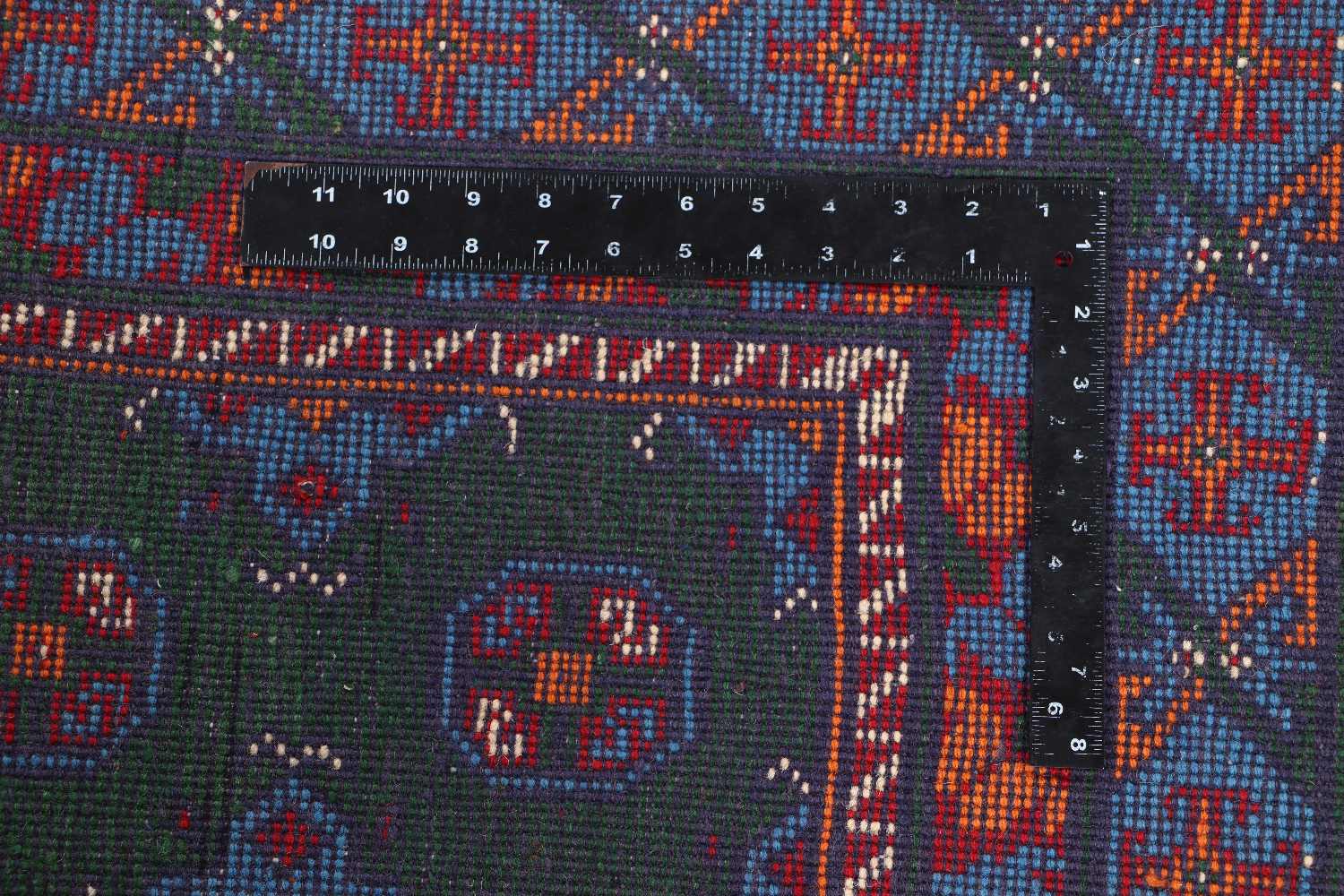 Afghan Akcha Rang Dar Teppich 100x150 Handgeknüpft Grün Durchgemustert Orient Kurzflor