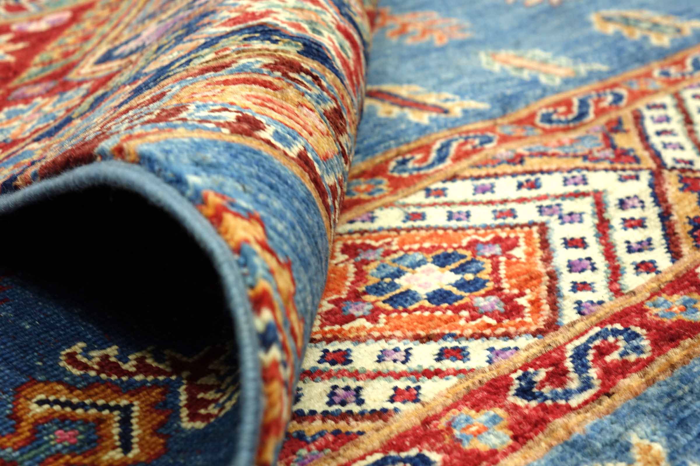 Afghan Khorjin Shaal 170x240 Handgeknüpft Orientteppich Blau Streifen Wolle