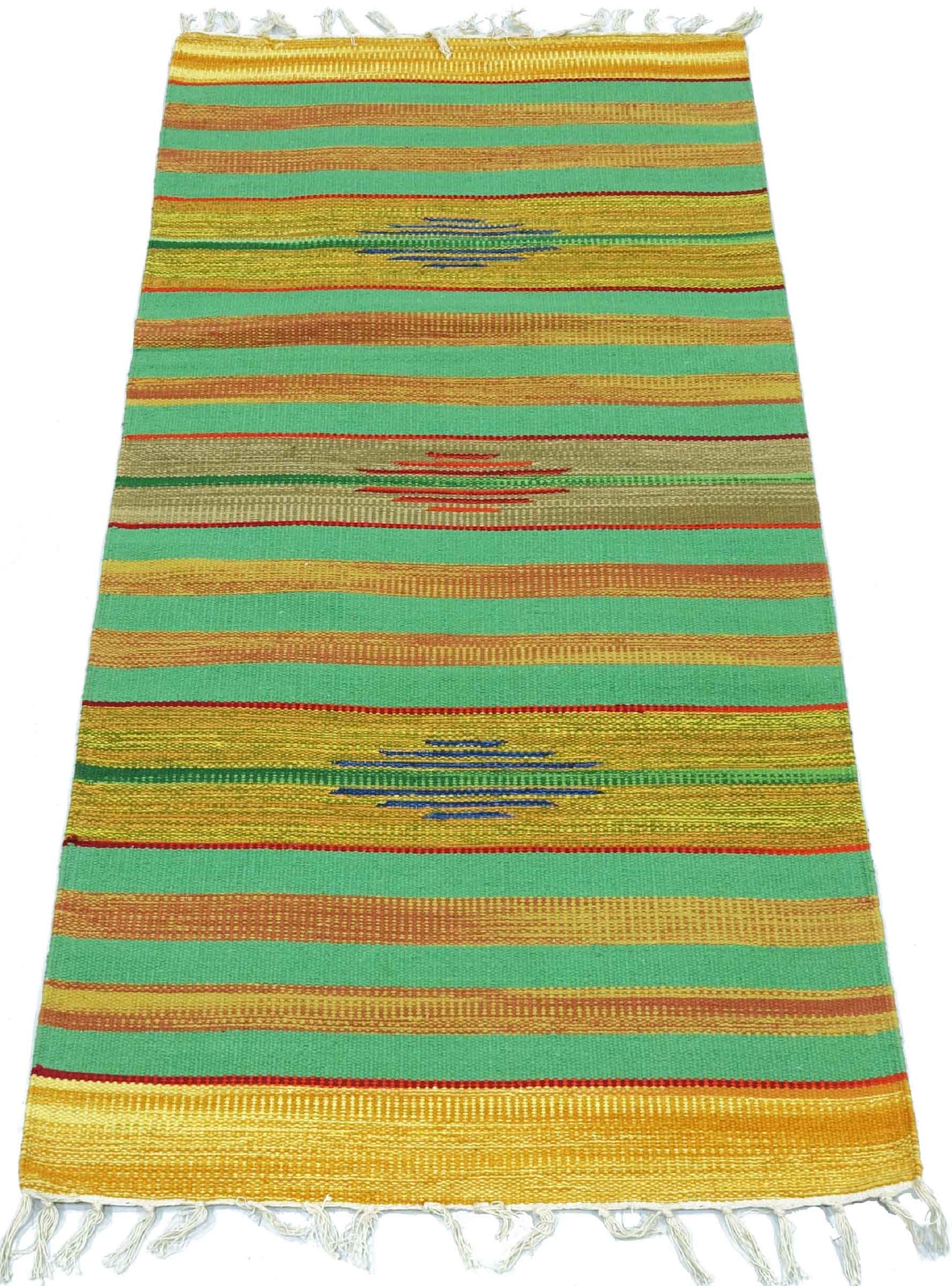 Knallbunter Kelim Teppich 60x120 Handgewebt Mehrfarbig Gestreift Handarbeit Gewebt