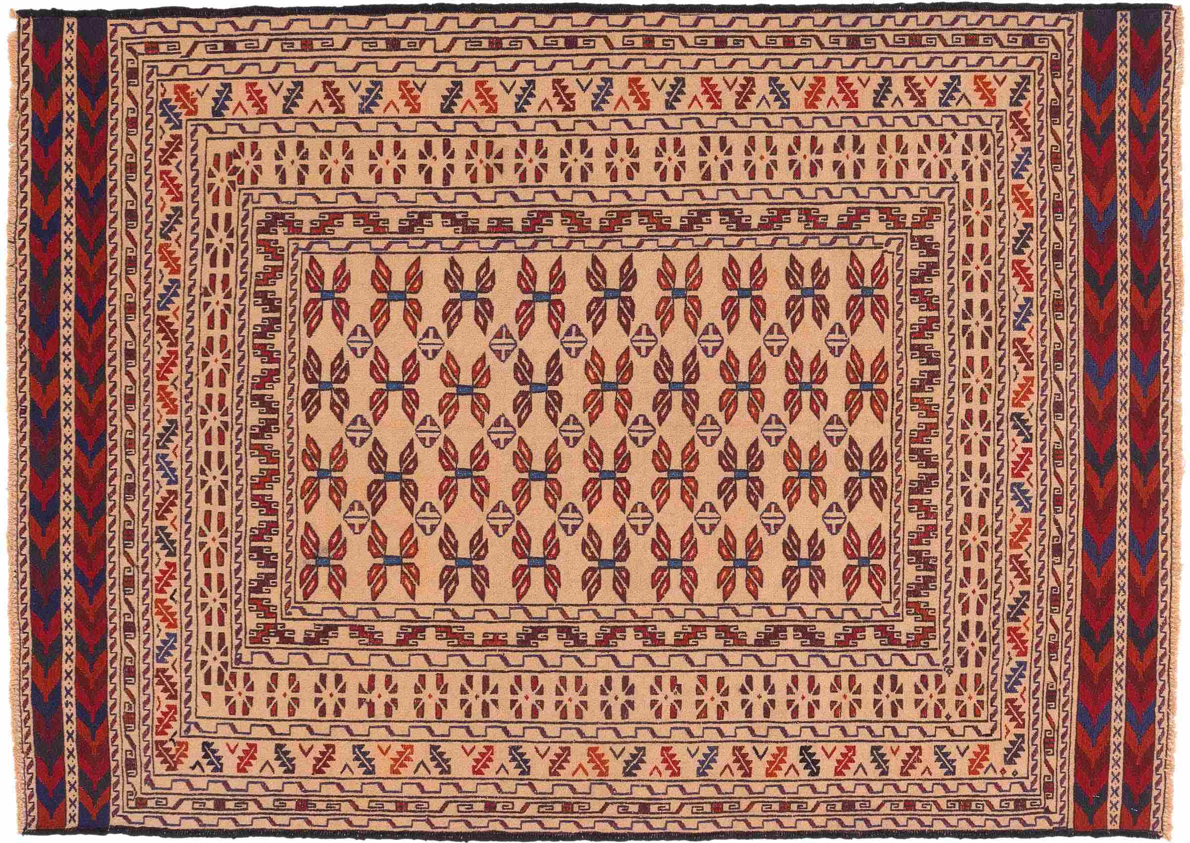 Afghan Kelim Gol Barjasta Teppich 120x180 Handgewebt Gold Geometrisch Handarbeit Gewebt