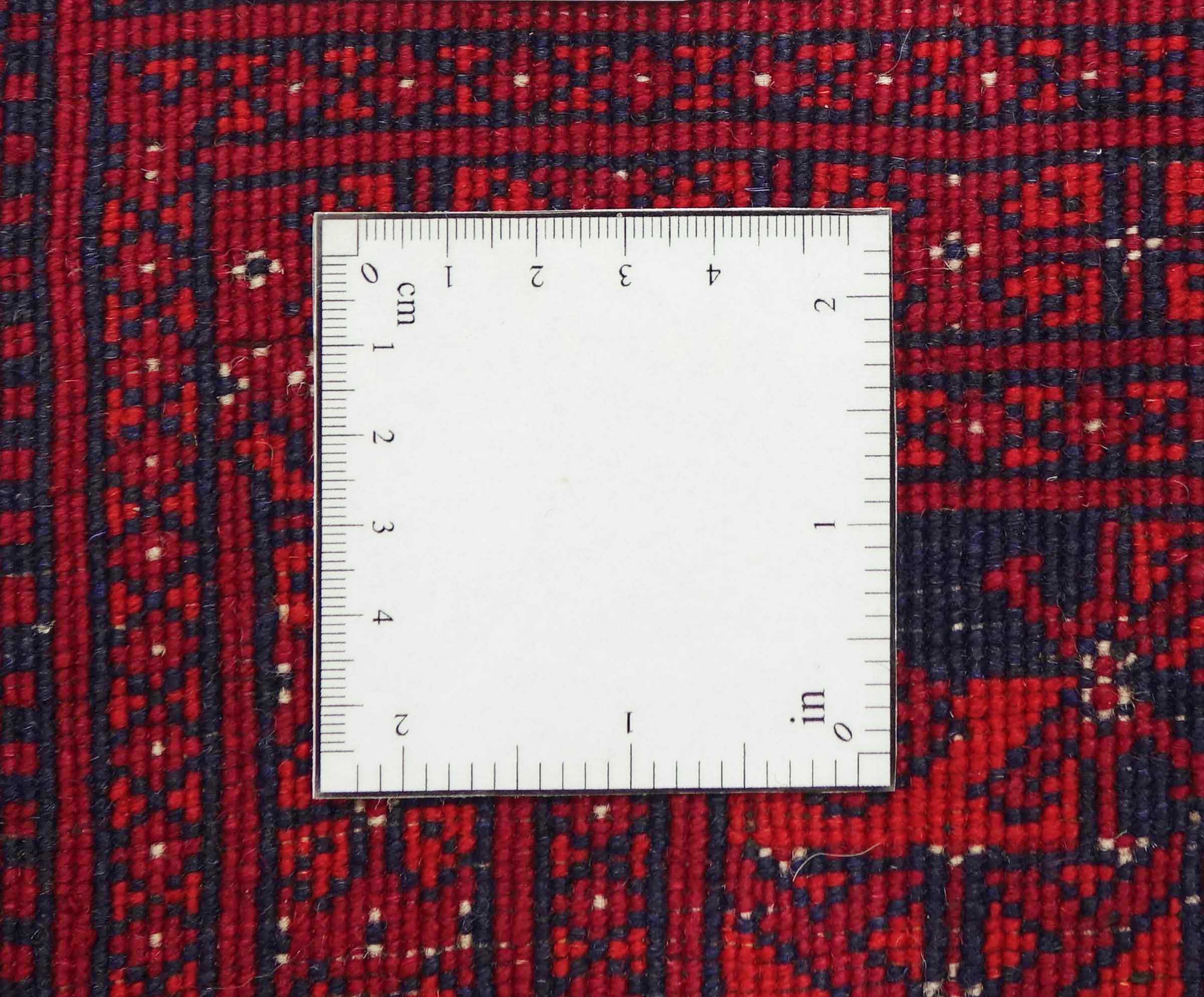 Afghan Teppich 200x300 Handgeknüpft Rot Geometrisch Orient Kurzflor Wohnzimmer