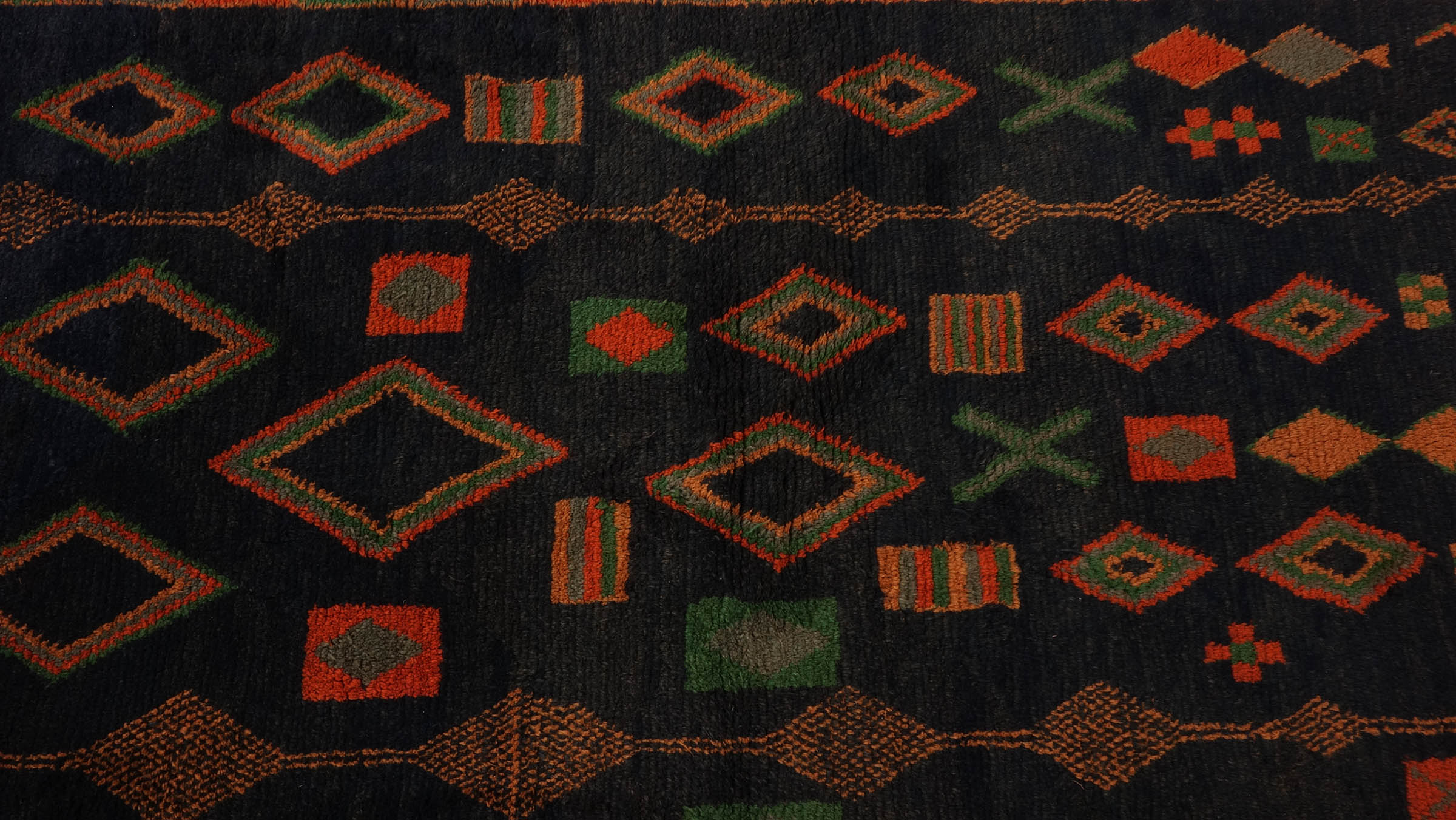 Gabbeh Nomadenmuster Teppich 120x180 Handgeknüpft Blau Streifen Orientalisch UNIKAT