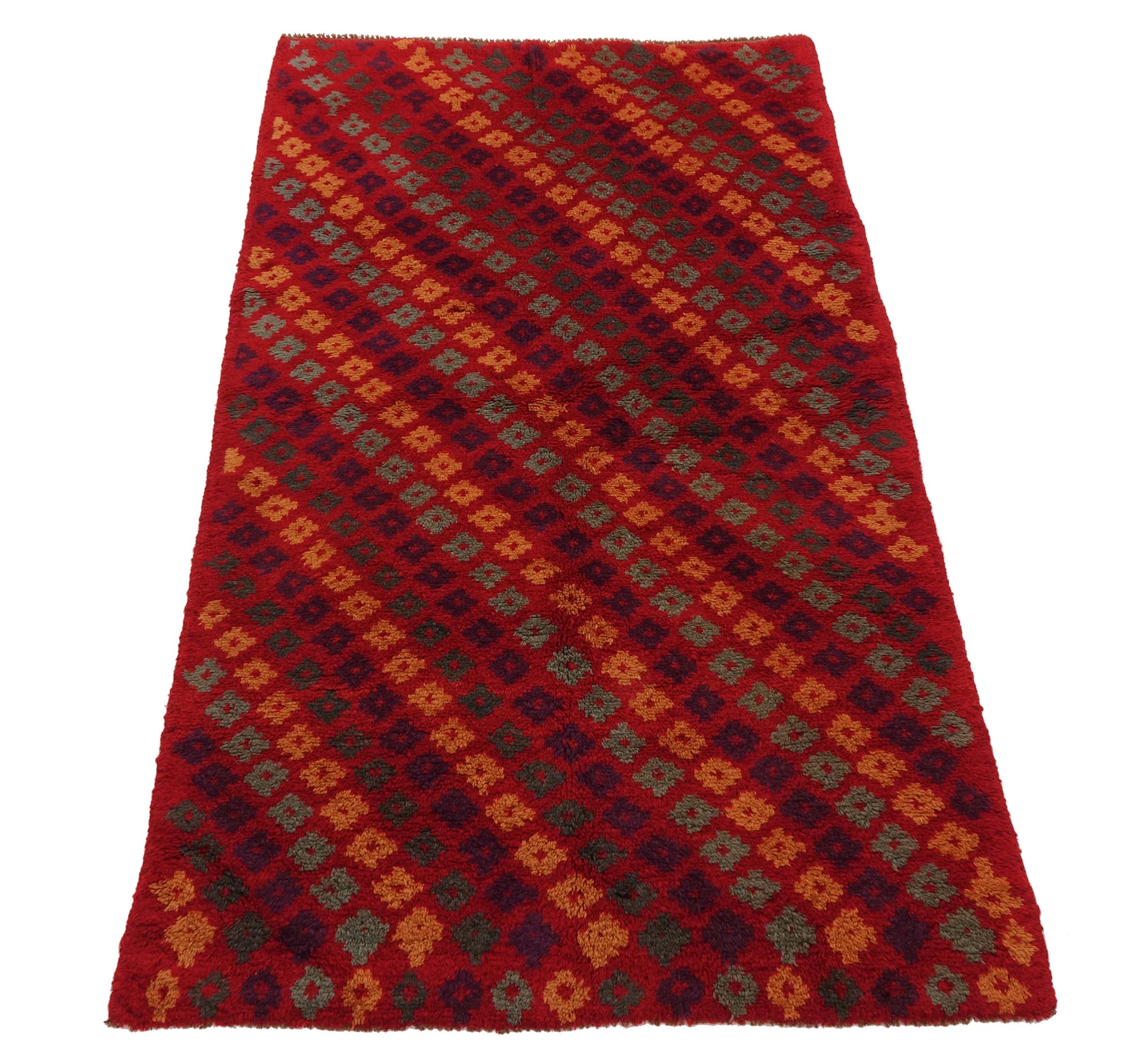 Gabbeh Teppich 110x190 Handgeknüpft Rot Gestreift Orientalisch UNIKAT Kurzflor