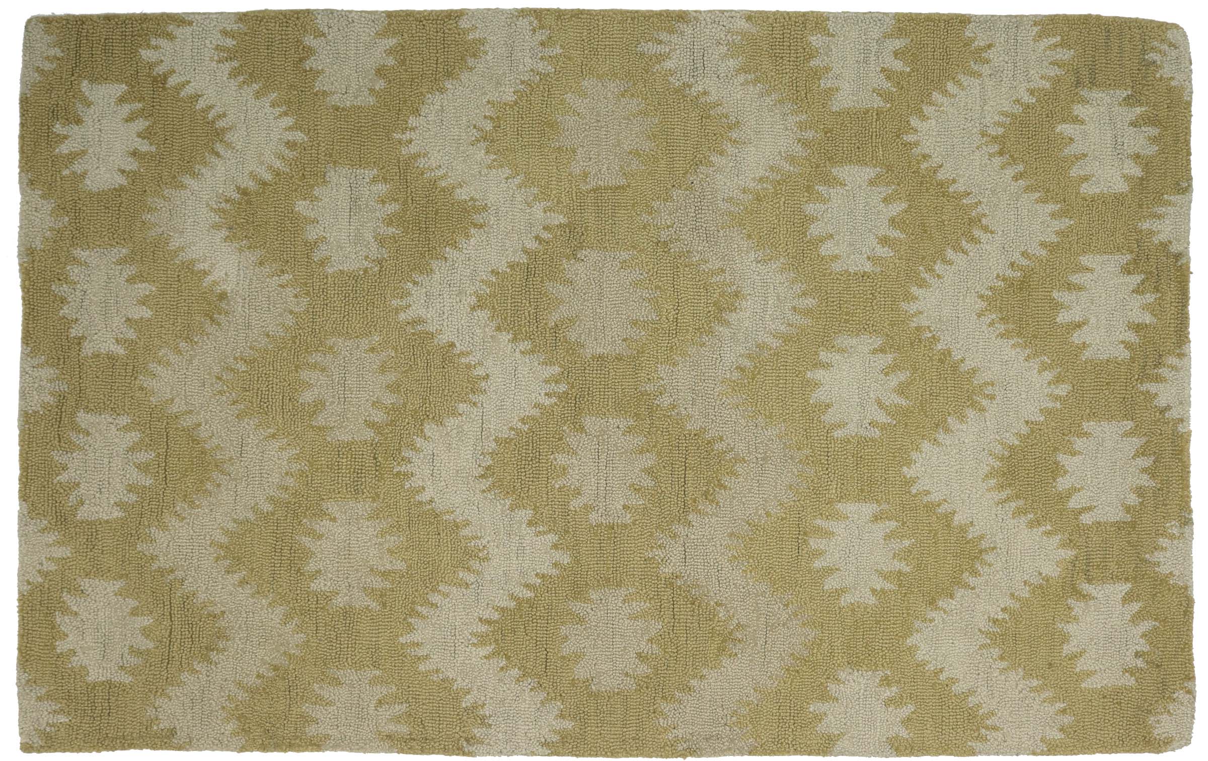 Handgefertigter Teppich 120x180 Gold Durchgemustert Handarbeit Handtuft Modern