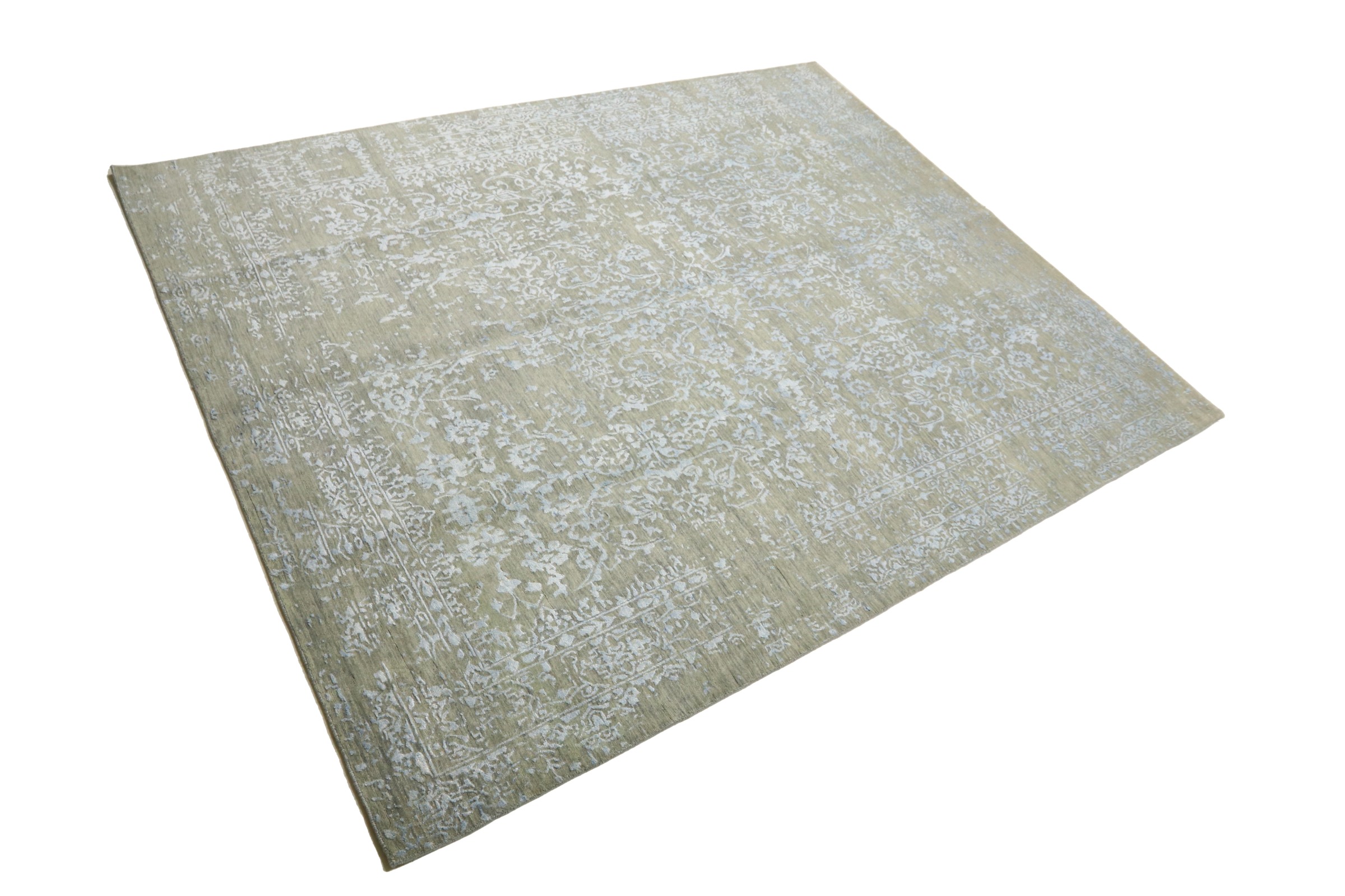 Moderner handgeknüpfter Teppich 250x300 Grau Floral Orientalisch UNIKAT Kurzflor