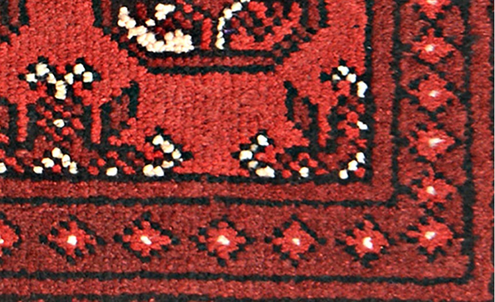 Afghan Aqcha Poshti Teppich 40x60 Handgeknüpft Rot Geometrisch Orient Kurzflor