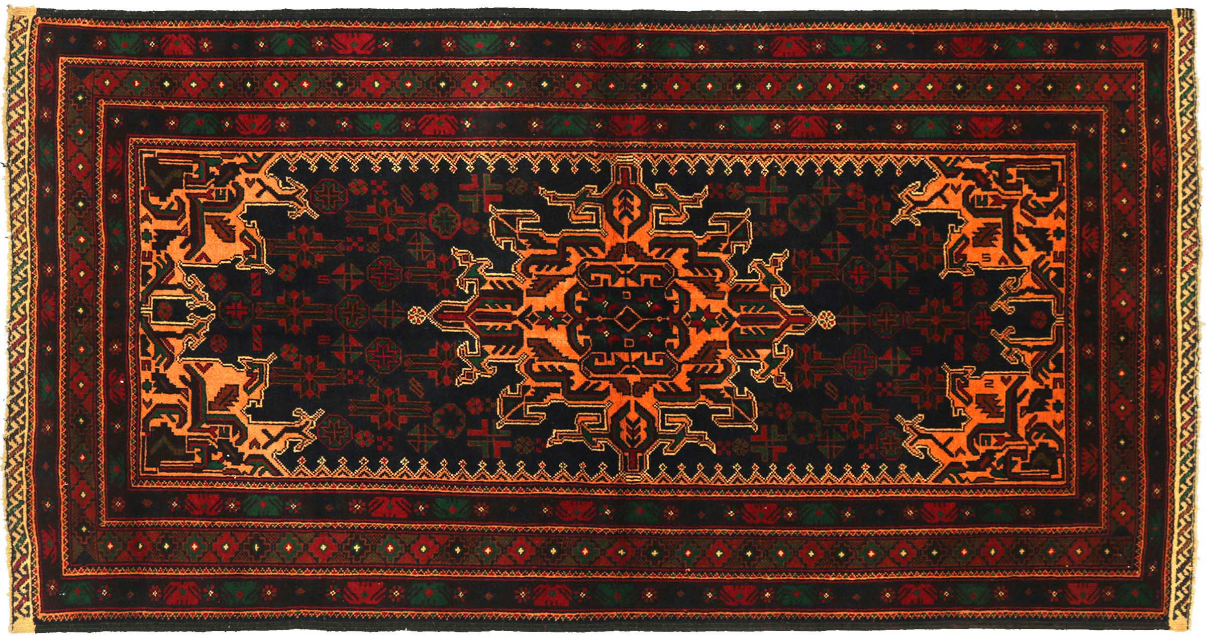Afghan Belutsch Baluch 120x180 Handgeknüpft Orientteppich Dunkelblau