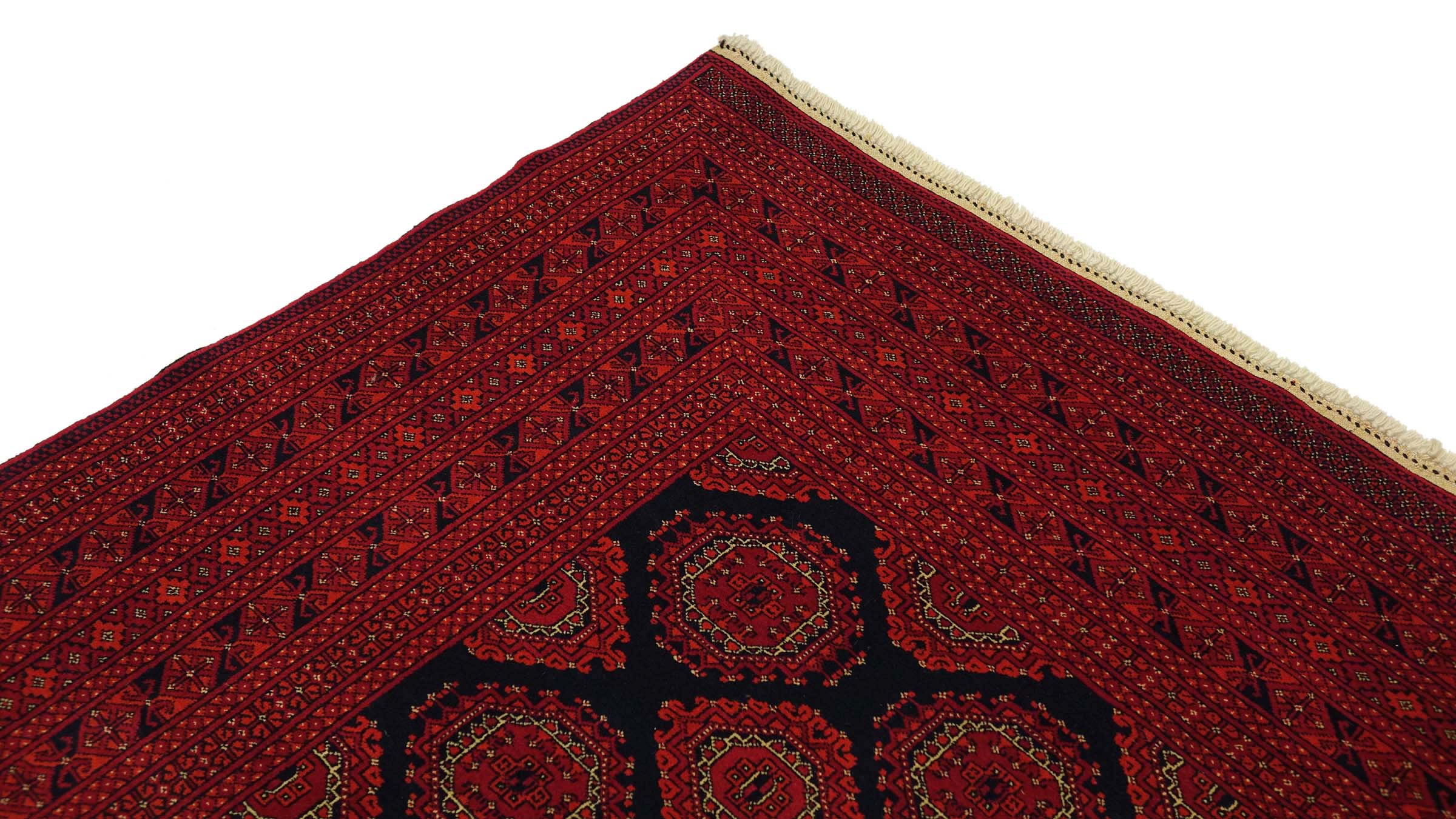 Afghan Teppich 200x300 Handgeknüpft Rot Geometrisch Orient Kurzflor Wohnzimmer