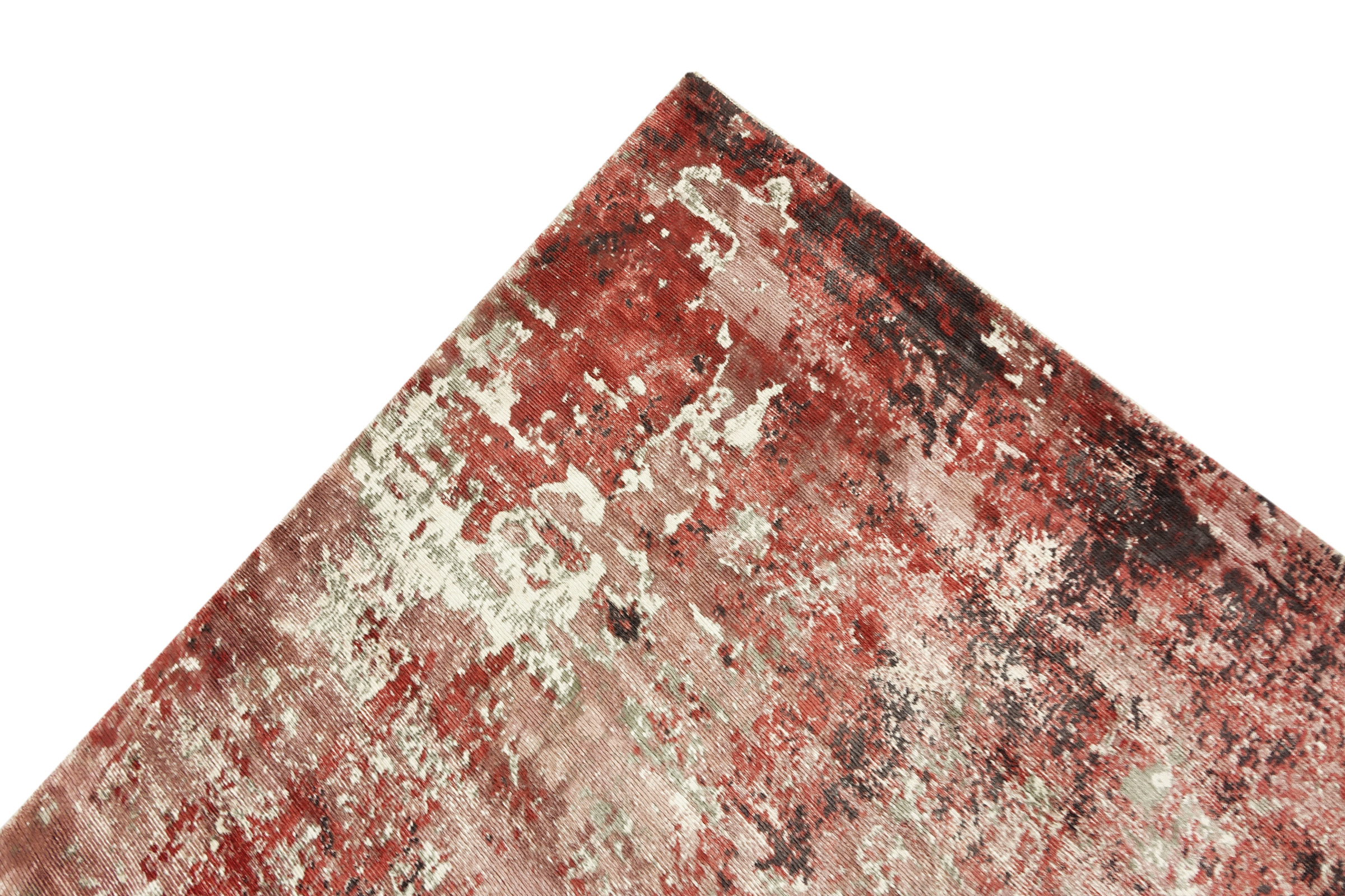 Handloom Vintage 230x160 Handgewebt Teppich 160x230 Rot Abstrakt Handarbeit Orient
