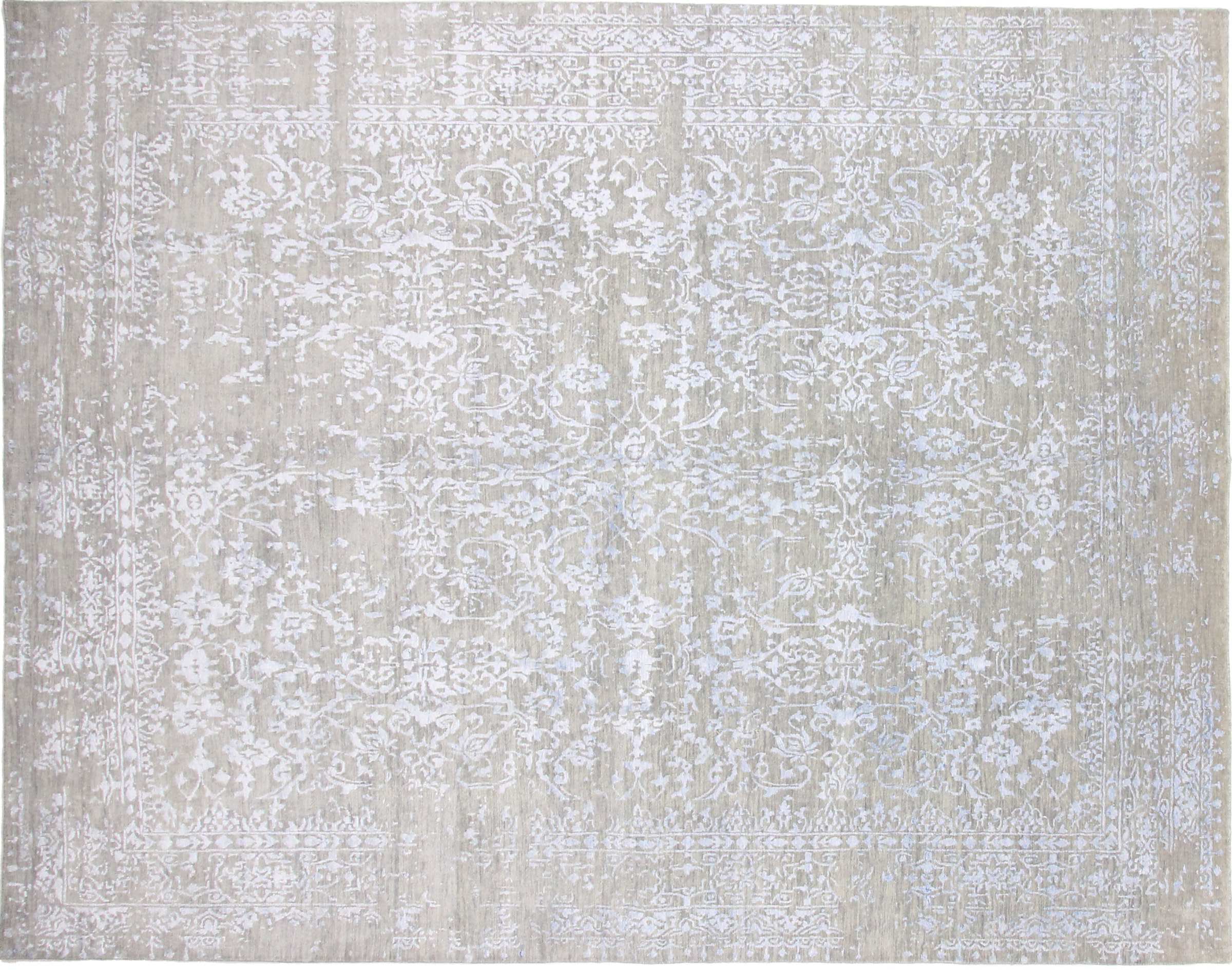 Moderner handgeknüpfter Teppich 250x300 Grau Floral Orientalisch UNIKAT Kurzflor