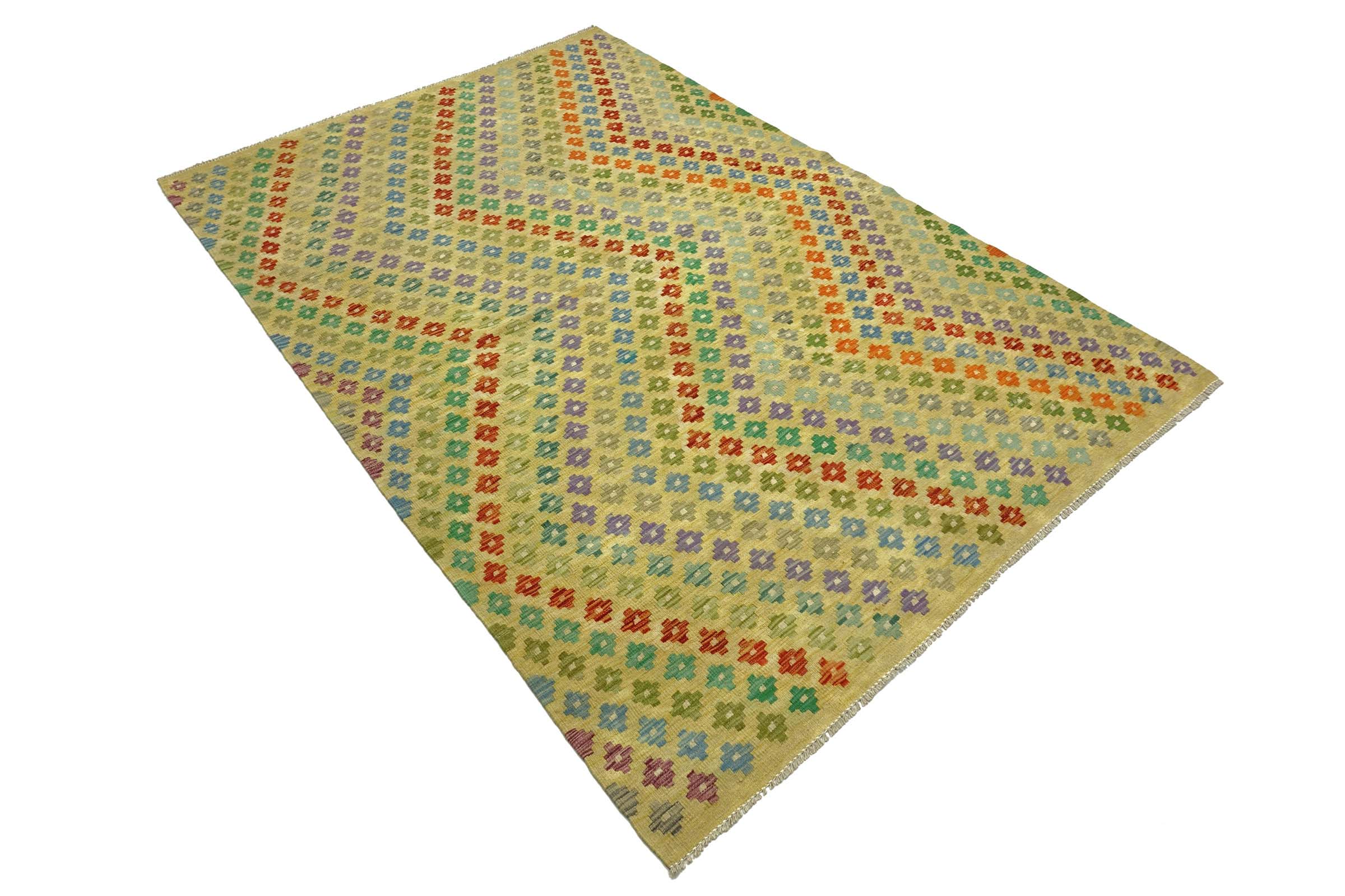 Afghan Maimana Kelim Bunt 170x240 Handgewebt Teppich Bunt Geometrisch Orient