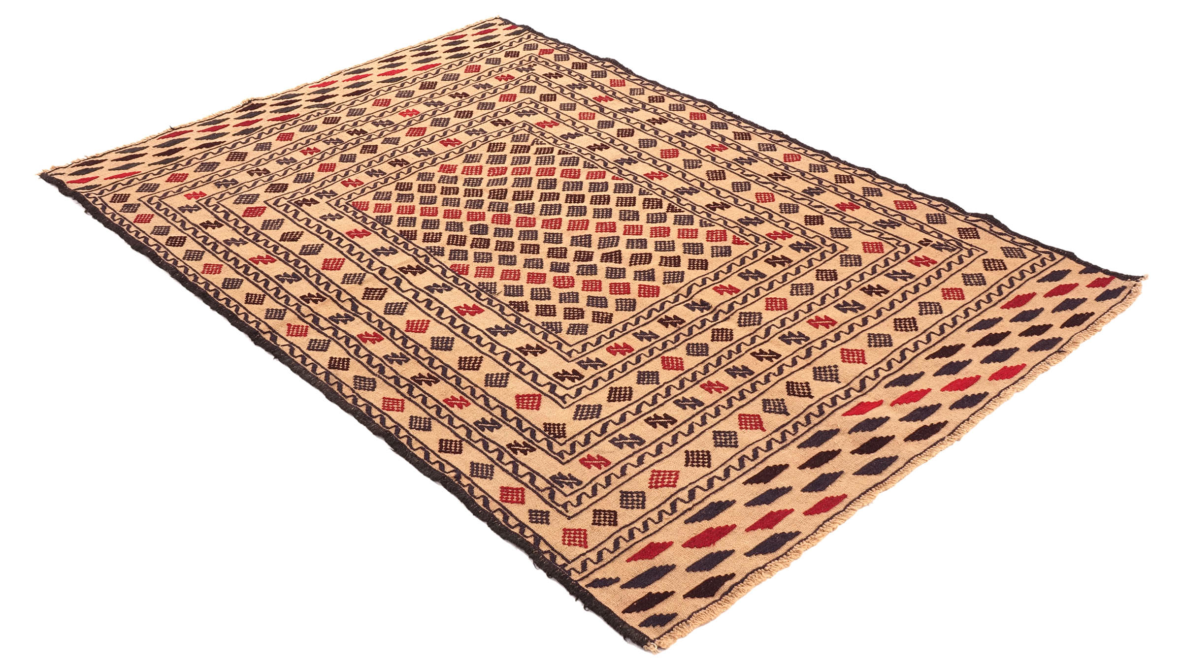 Afghan Kelim Gol Barjasta Teppich 120x180 Handgewebt Gold Geometrisch Handarbeit Gewebt